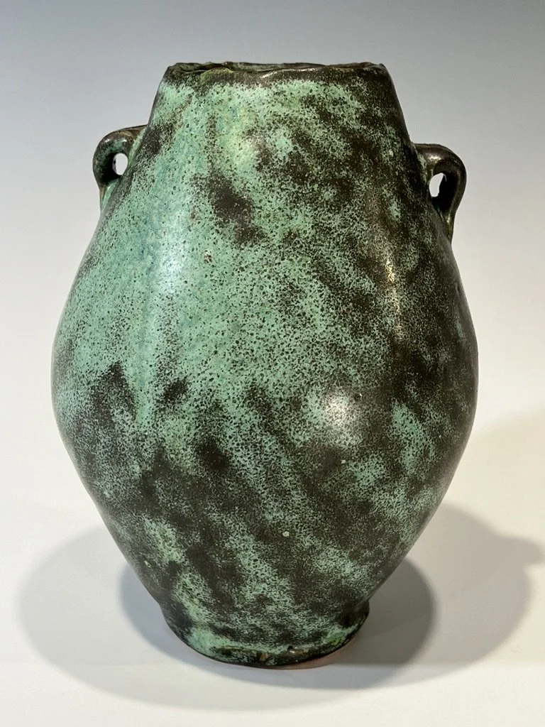 Copper Green Vase with Lugs