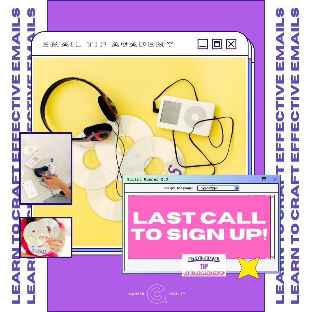 LAST CALL 📣⁠
⁠
The doors to Email Tip Academy close today !! ⁠
⁠
If you&rsquo;re dealing with&hellip;⁠
⁠
➡️ A chaotic and never ending inbox with emails constantly being buried⁠
➡️ Emails that are too time consuming⁠
➡️ A constant state of &ldquo;fo