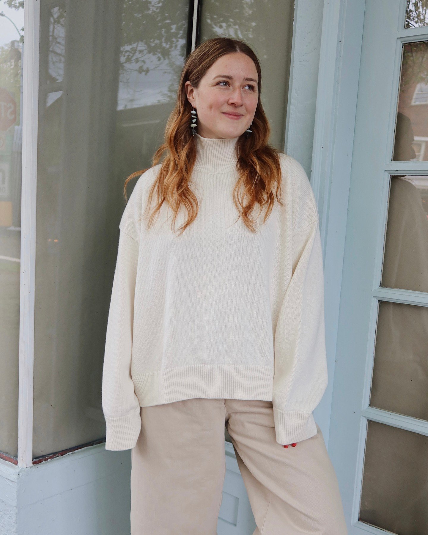 The Suda Knit Turtleneck in Parchment from @studionicholson - knit in a merino/cotton blend.