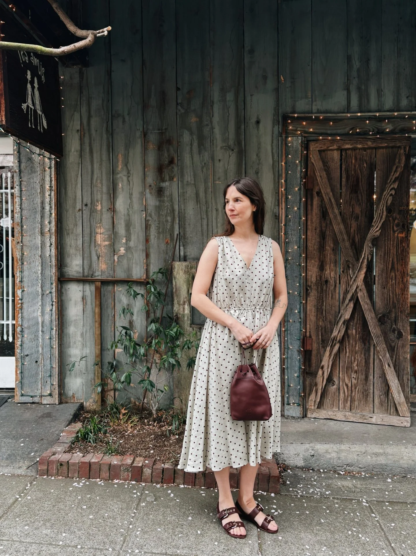 @no6store Leigh Dress in Stone Dot Linen ⚫️