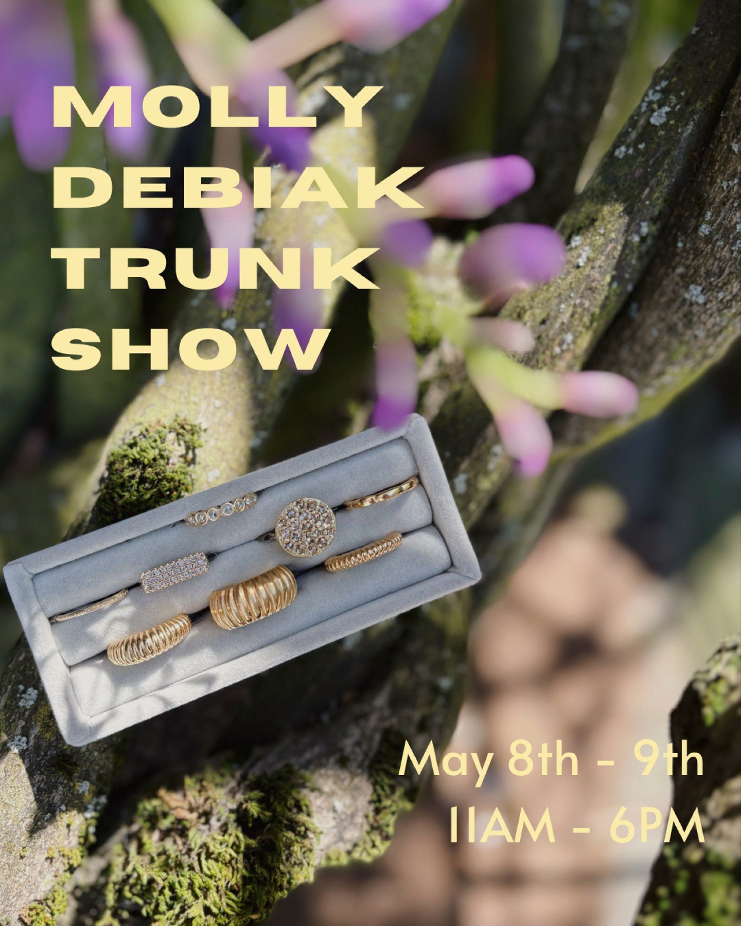 Join us May 8th and 9th for a trunk show at Les Amis with local Seattle jewelry artist, @mollydebiak(just in time for Mother&rsquo;s Day!). She&rsquo;ll be bringing some of our favorite staples from her collection and some one-of-a-kind pieces. 

We&