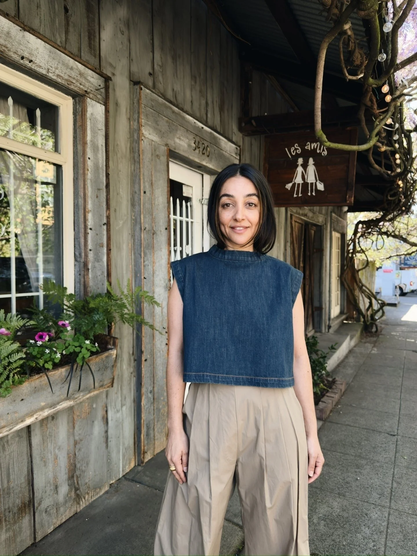 The Coxsone Pant in Khaki and Denim Top from @rachelcomey