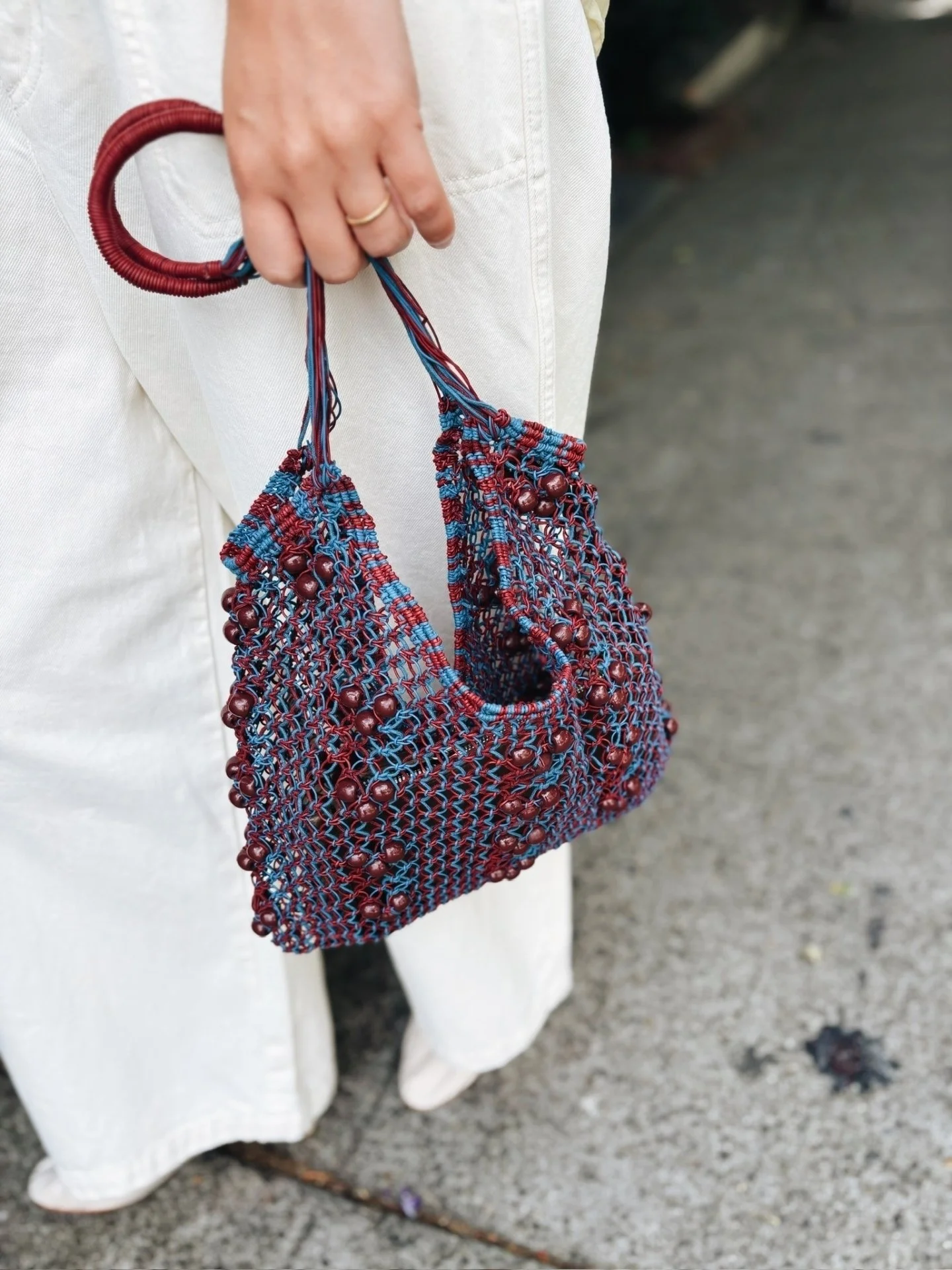 The Web Shopper in Oxblood Multi Leather Beads Macrame 🕸
