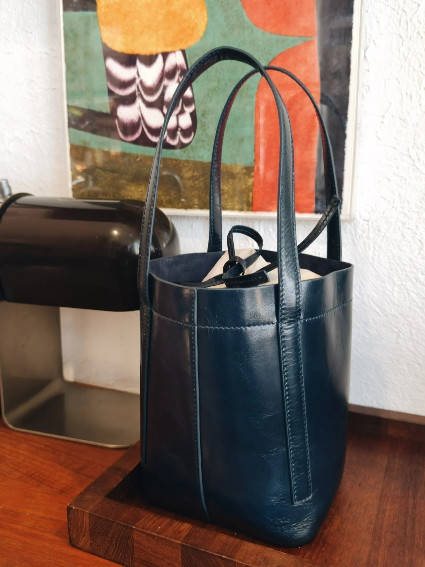 The Bucket Tool Bag in Dark Indigo Lustre Leather from @rachelcomey