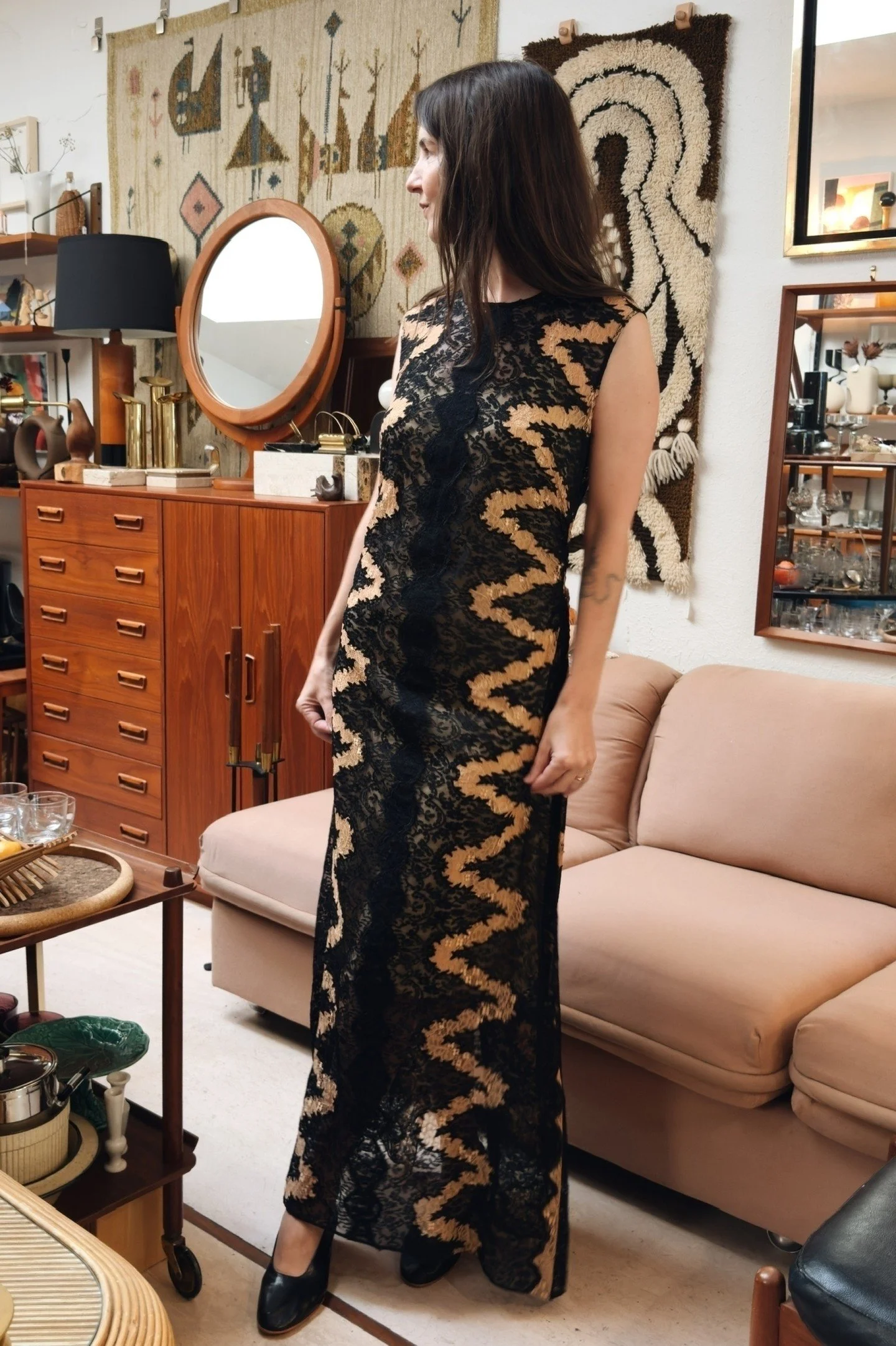 The Daker Dress in Black &amp; Nude Lace Inlay from @rachelcomey
