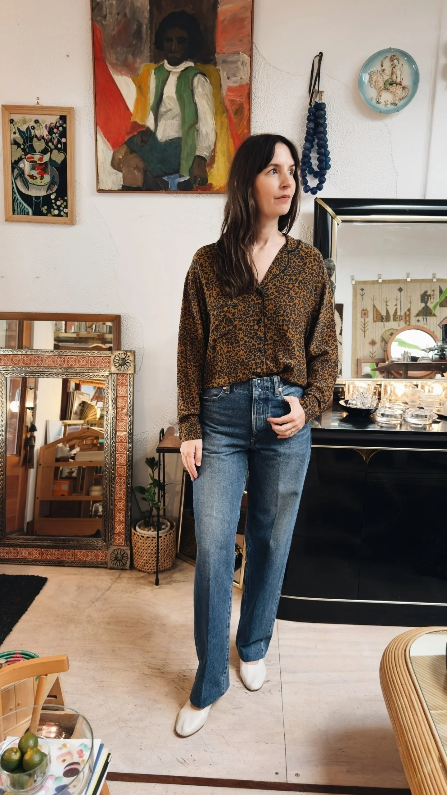 The Ila Silky Pocket Button Up in Leo Floral Midnight from @apieceapart 💫