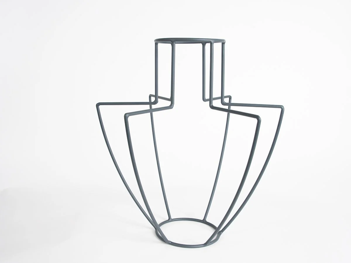 minimalist gray metal sculpture