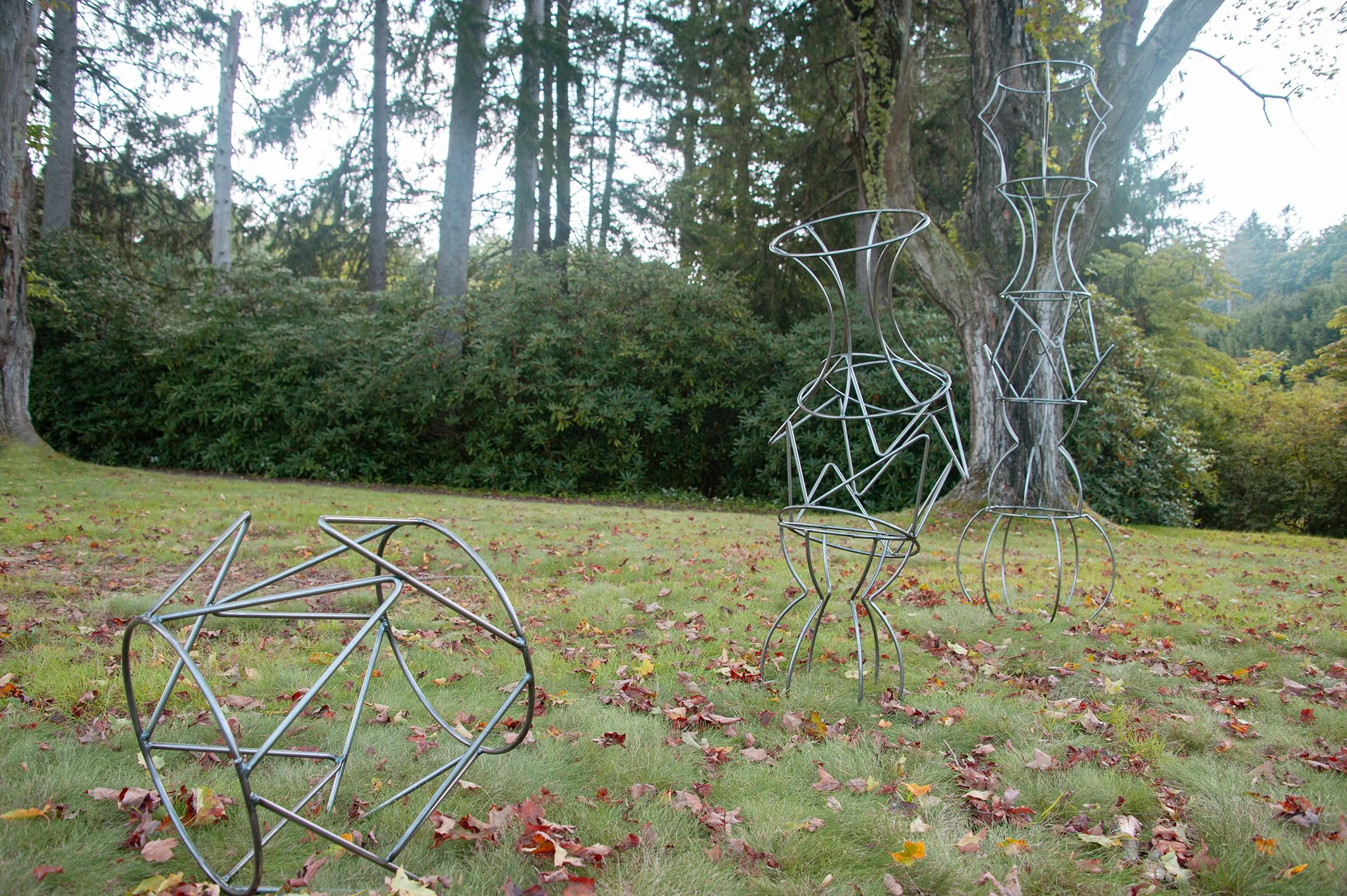 outdoor sculpture installation exhibition, made of steel