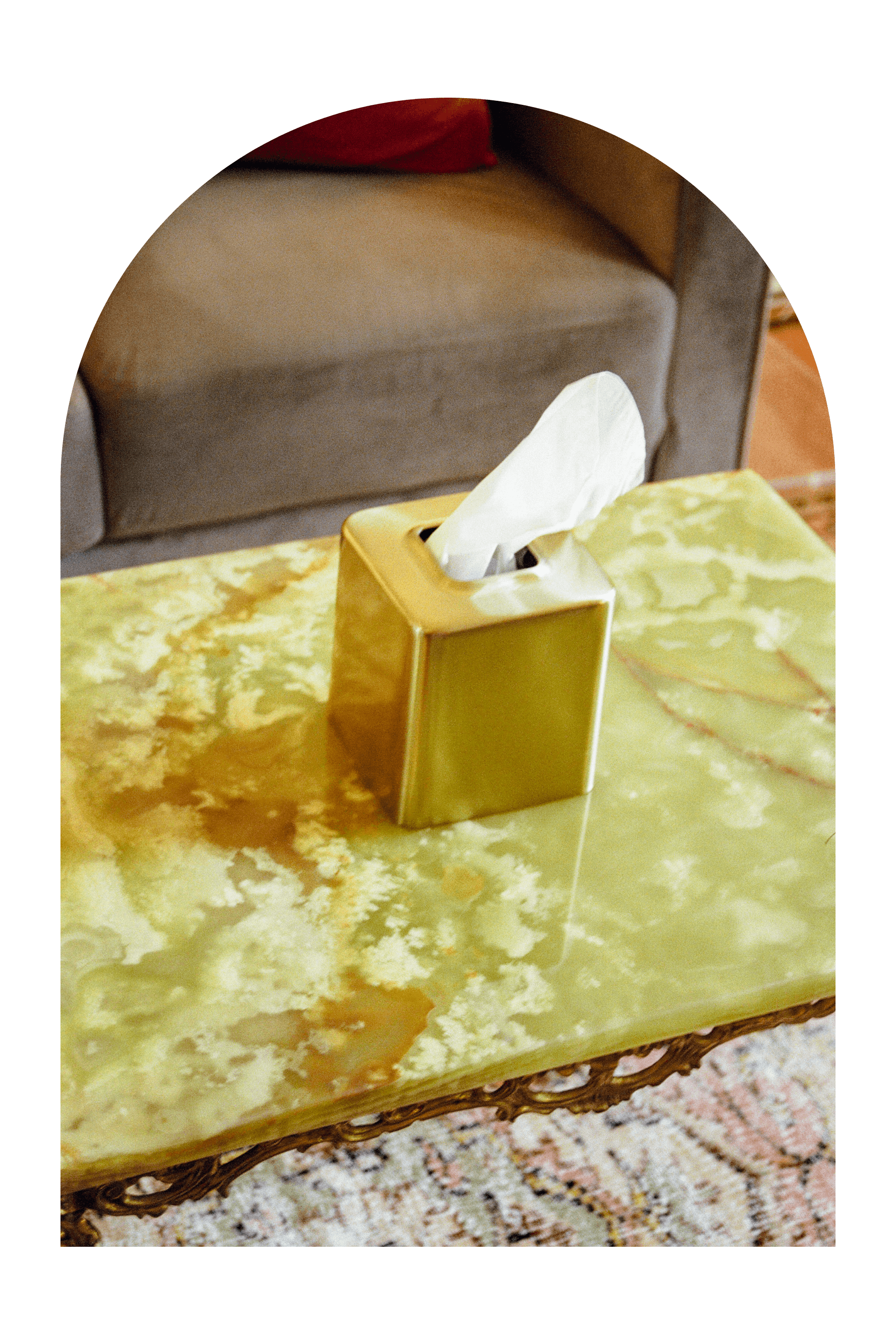 tissue box on coffee table in therapist office