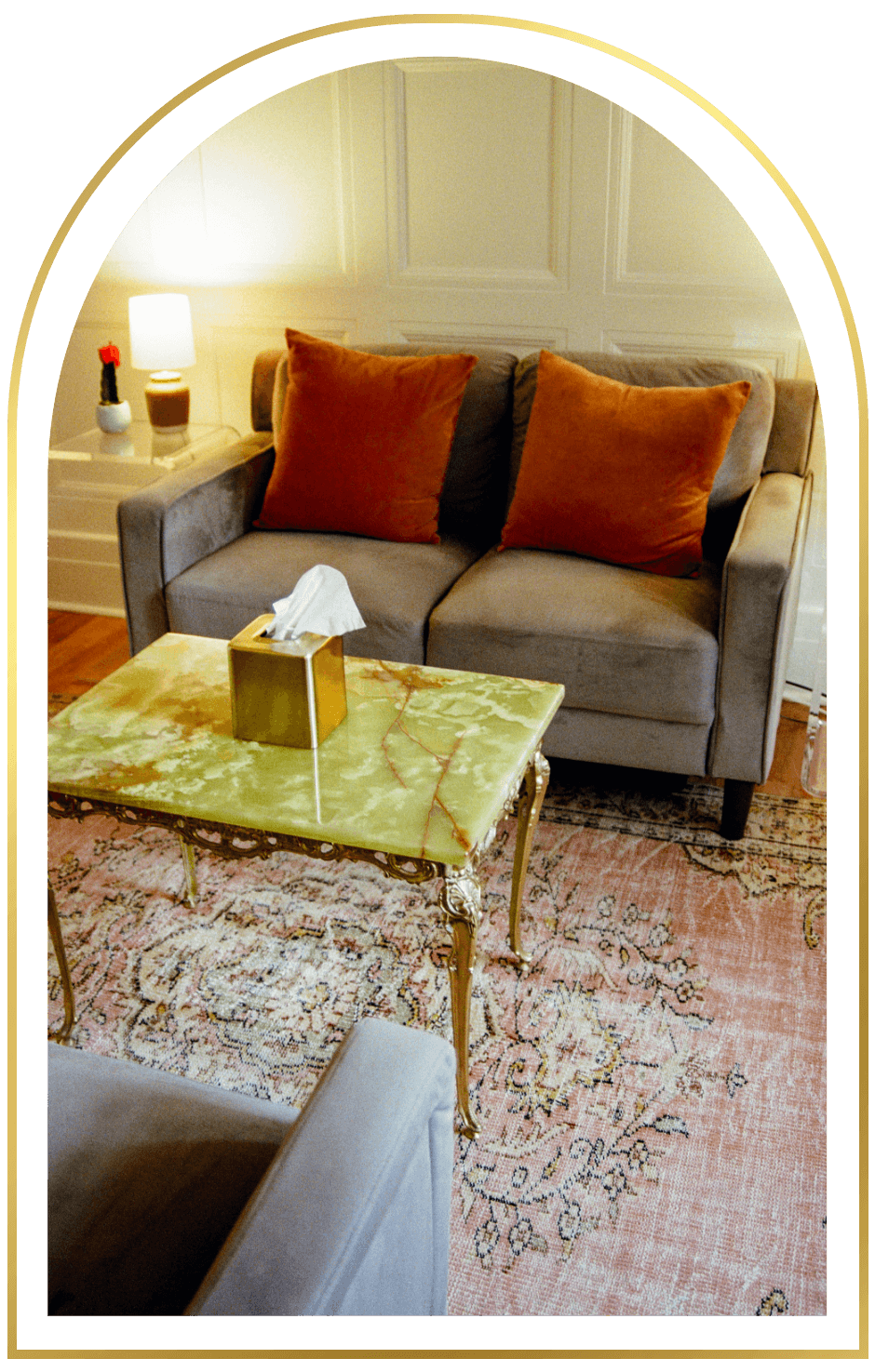 therapy couch in therapy office