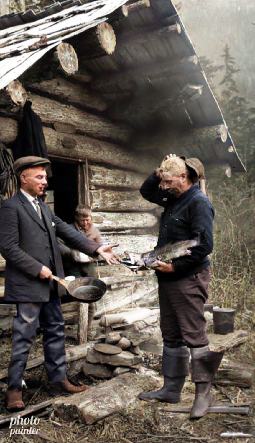 Wondering how to get it in the pan, Harold Ross - Dave Stuart, Khatada Lake, 1928