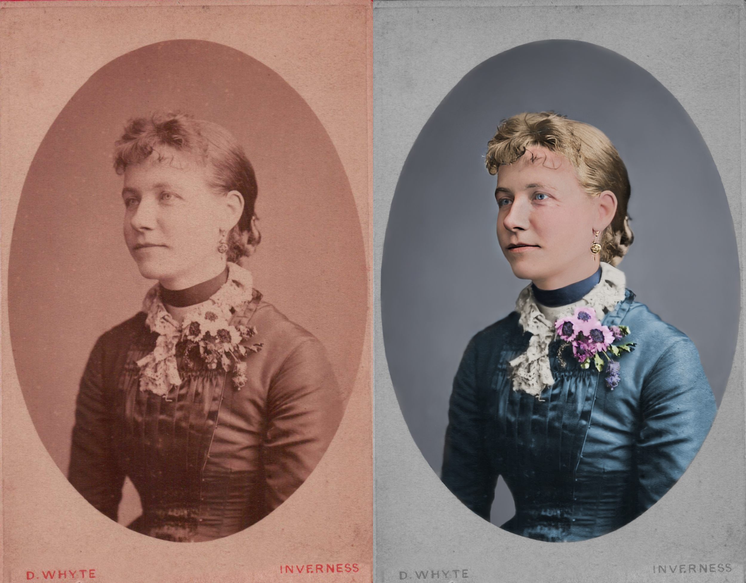 Sarah Justine Collie, ca. 1870s. Original photo by D. Whyte.