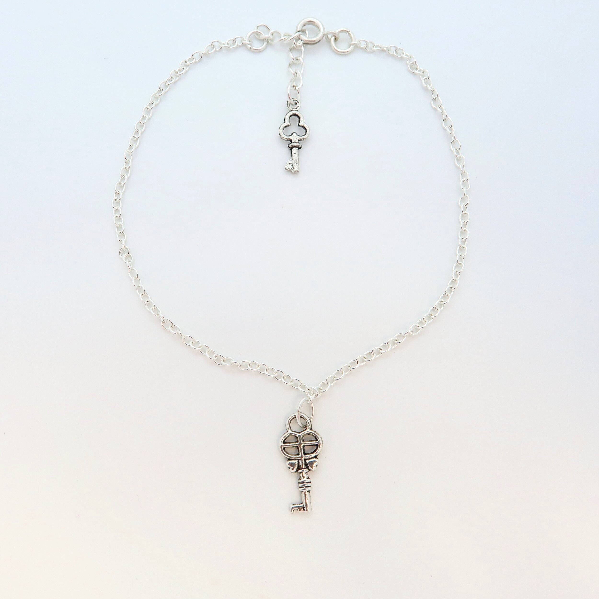 Anklet, Silver Plated with Key Charms