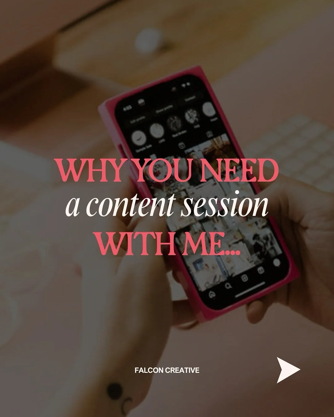 &ldquo;OMG, what do I even post?&rdquo; 📱

We&rsquo;ve all been there. The content panic is real&mdash;and sometimes hiring a full-time creative team just isn&rsquo;t in the cards. That&rsquo;s where I come in.

A content session with me is your sho