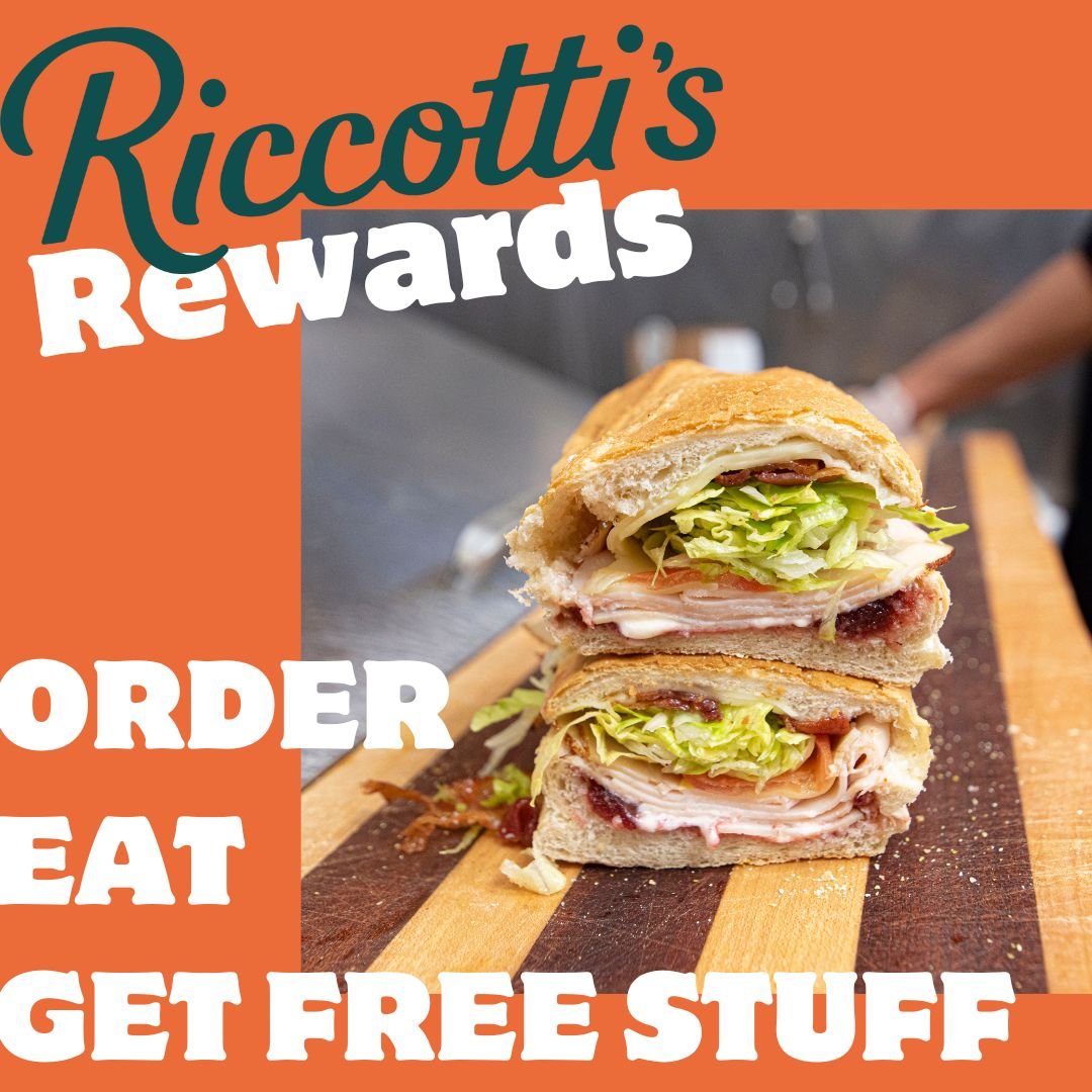 Do you love Riccotti's? Do you love free stuff?!
Then sign up for our rewards program! 😎😋

6% discount for our members
Free birthday sub
25 point bonus when you sign up!

Check it out on our website for more info:
riccottis.com/rewards