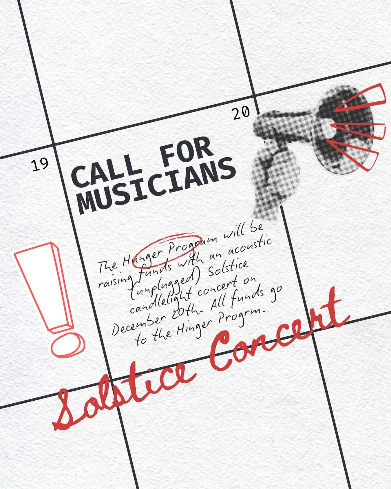 ‼️Call for musicians!‼️ Dec 20th, the Hunger Program will have a candlelit Winter Solstice concert in the manse to continue to raise funds for our roof replacement; if you, or a friend, to a friend of a friend play and want to grace us with an (acous