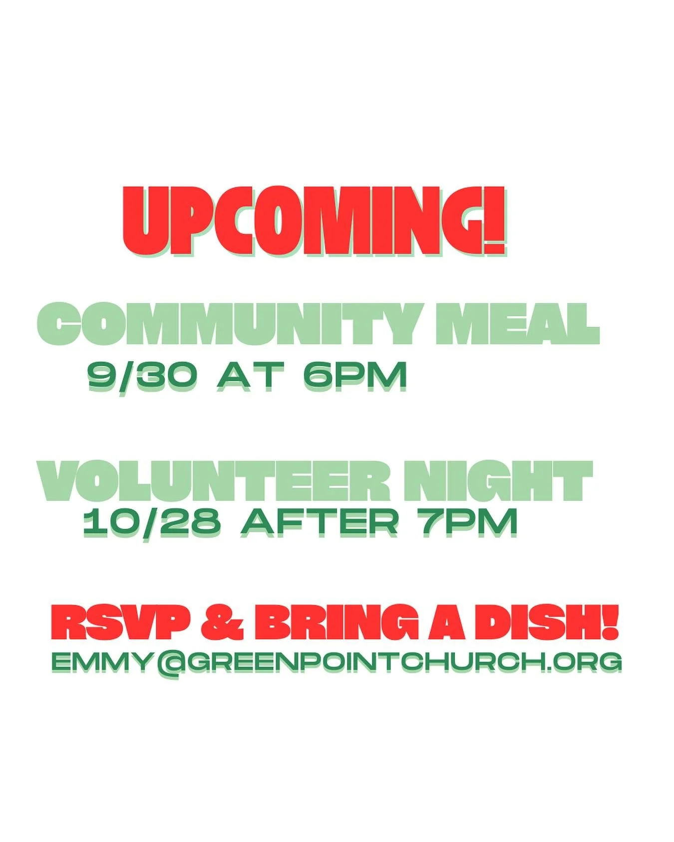Happy fall equinox! 🍁 Tuesday we&rsquo;ve got our community meal; guests and volunteers are welcome to come and bring a dish to share! Then we&rsquo;ve got our volunteer appreciation night coming up in October. Email Emmy to let us know what dish yo