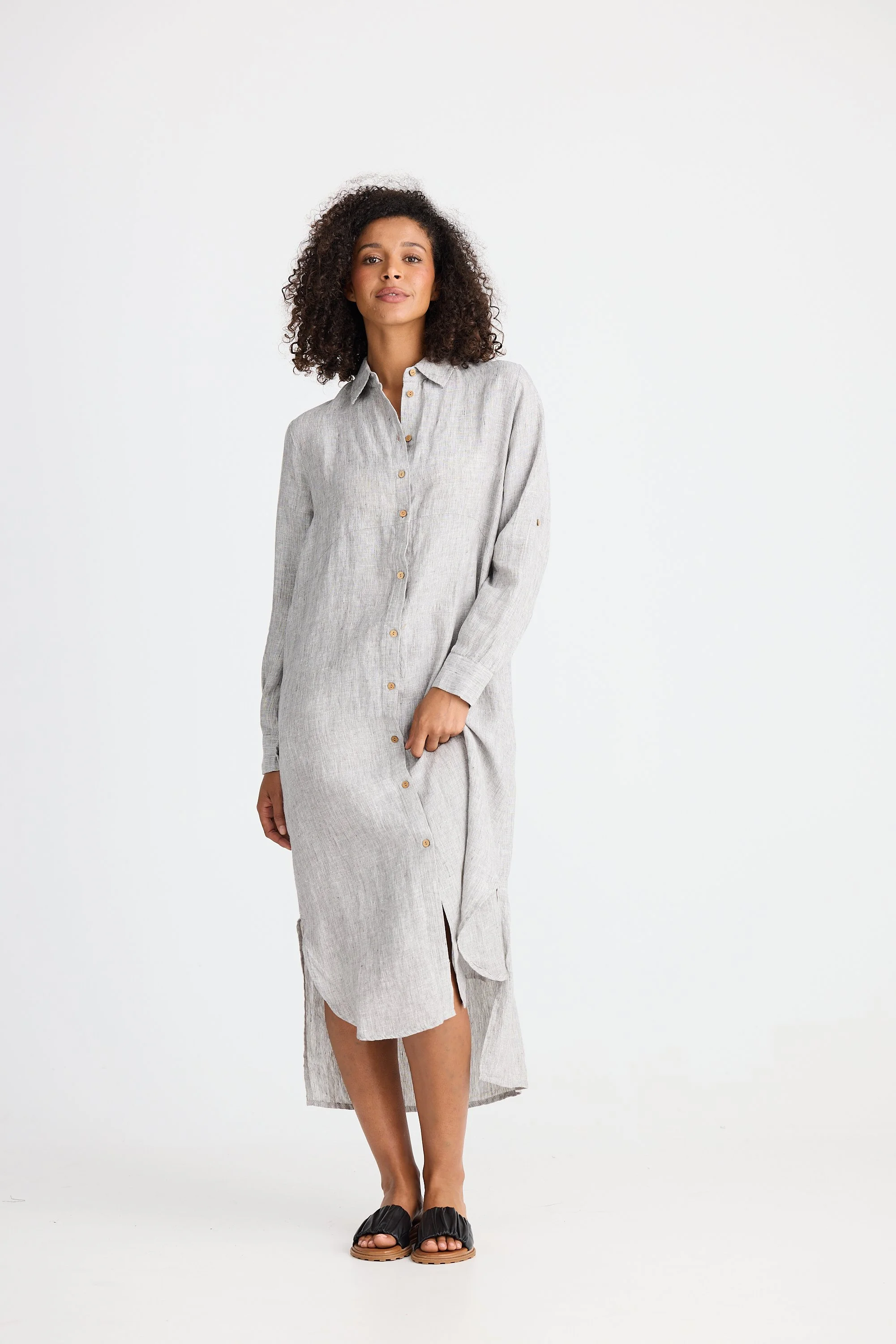 Shanty-Castro-Overshirt-Dress-Charcoal-Fleck-CottonWool