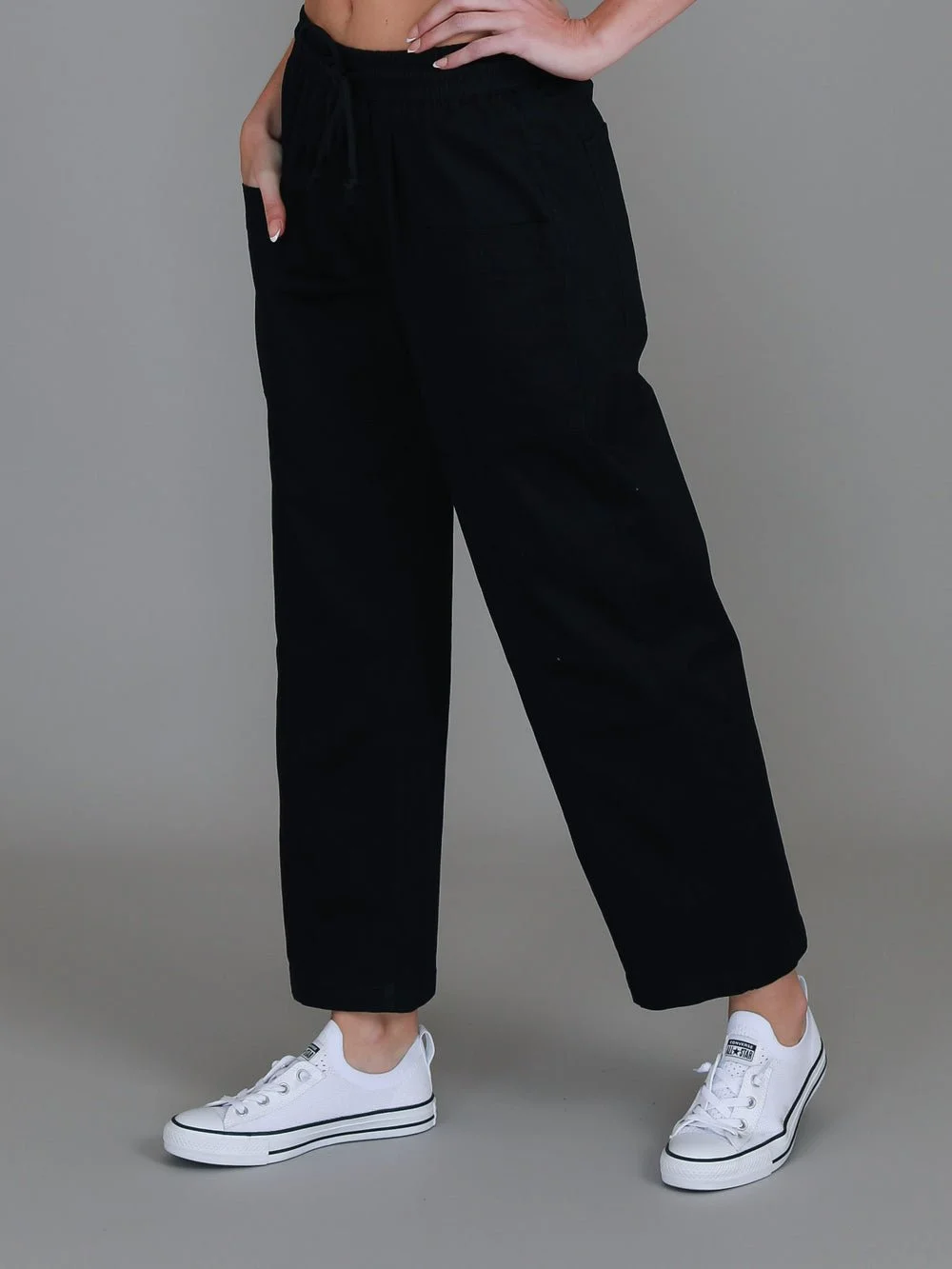 3rd Story Marcia Wide Leg Canvas Jogger Black