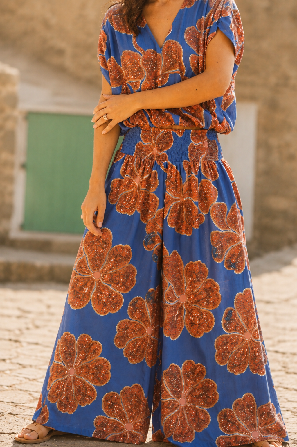 Traffic People Aurora Wide Leg Pants Full Bloom Blue
