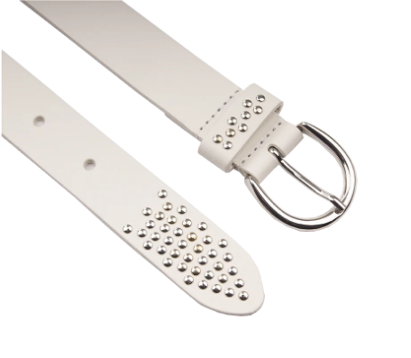 Legend Belts Leather Stud Belt White — Cotton Wool | Womens And
