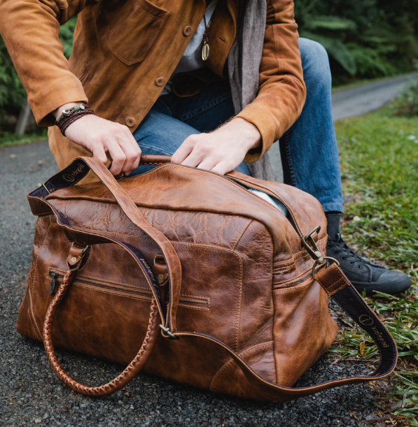 Indepal Leather Classic Duffle Bag Tan — Cotton Wool Womens And