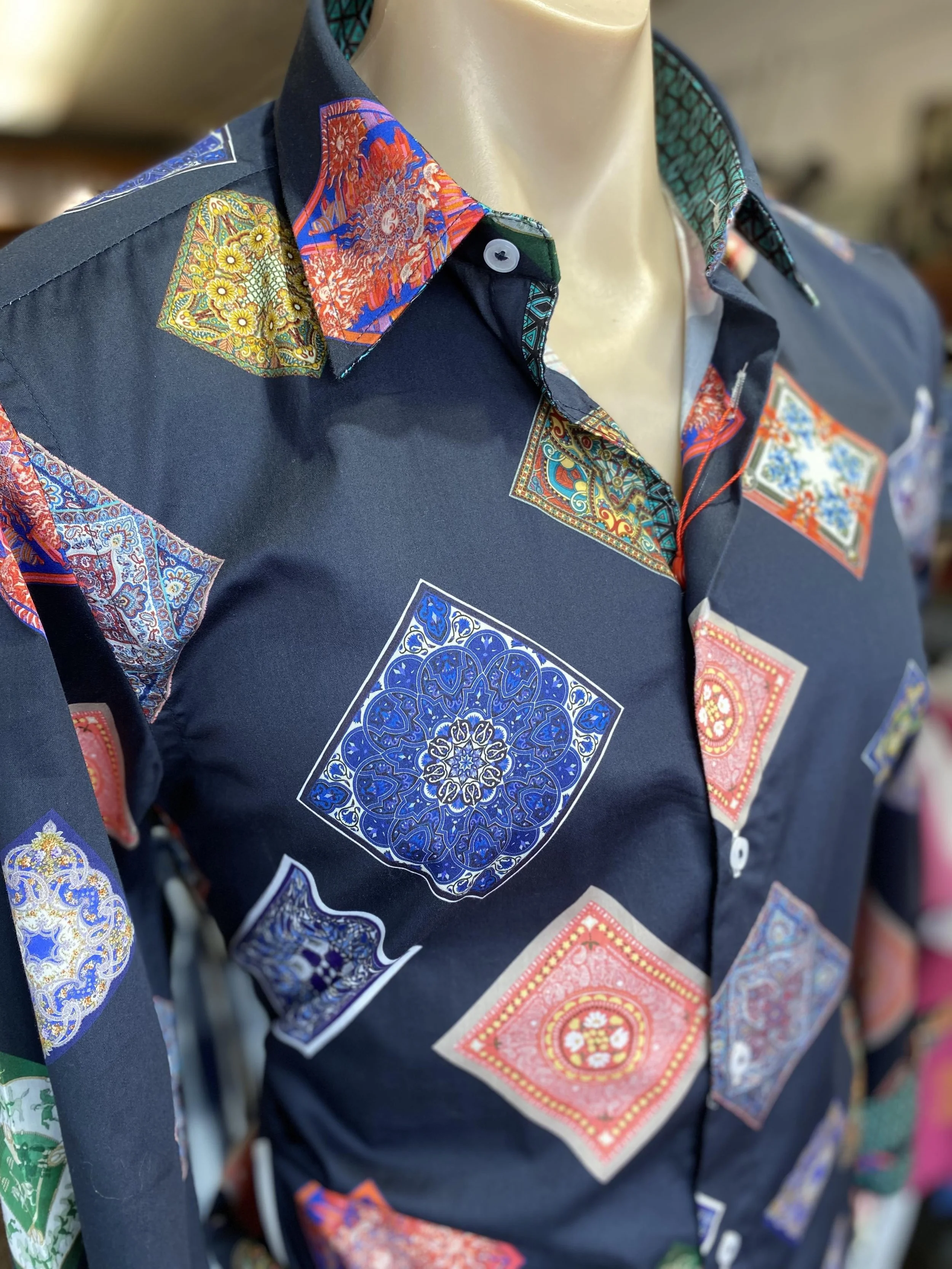 John Lennon Men's Bristol Shirt Midnight — Cotton Wool Womens And