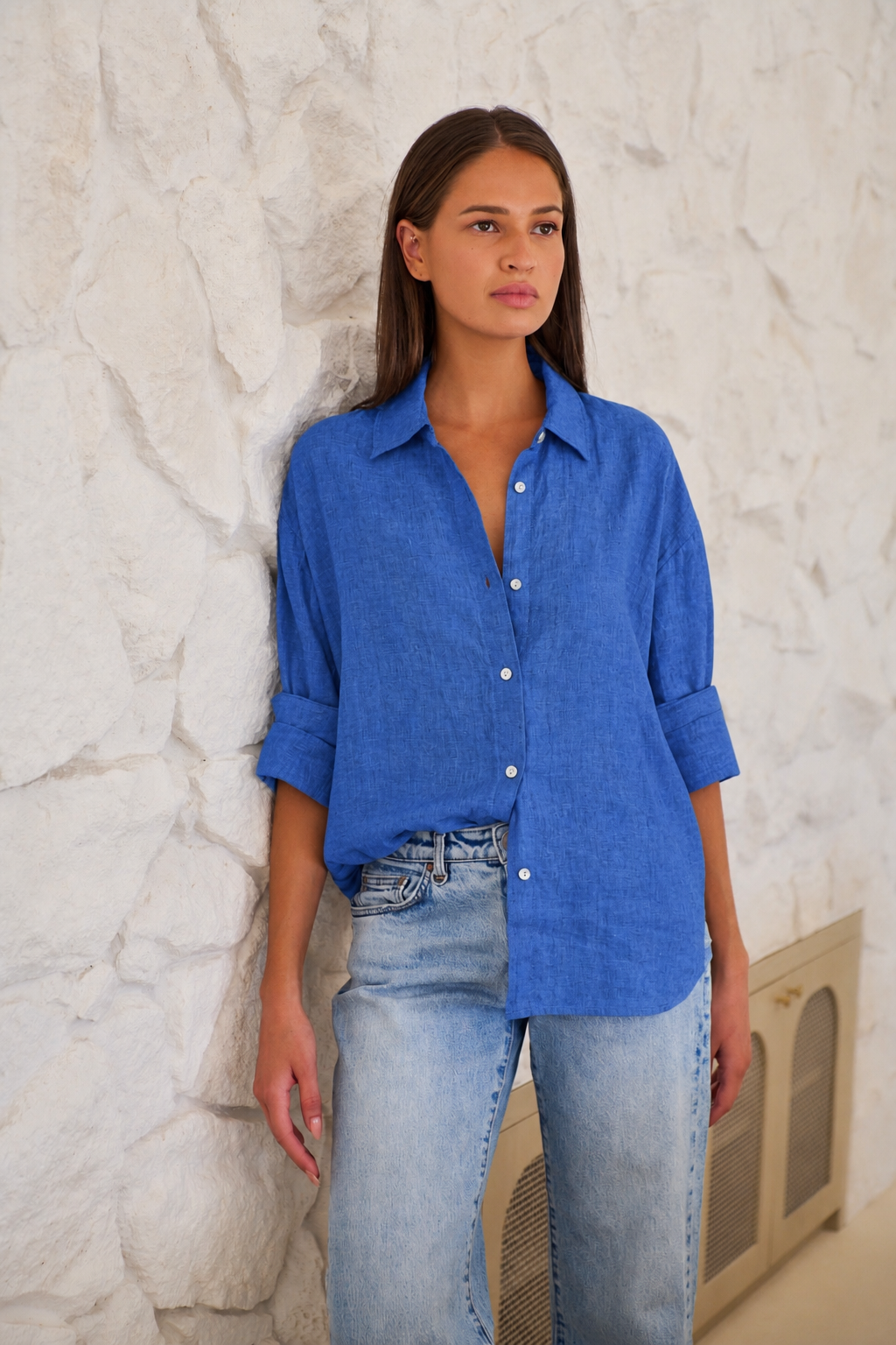 Enveloppe Boyfriend Linen Shirt Indigo