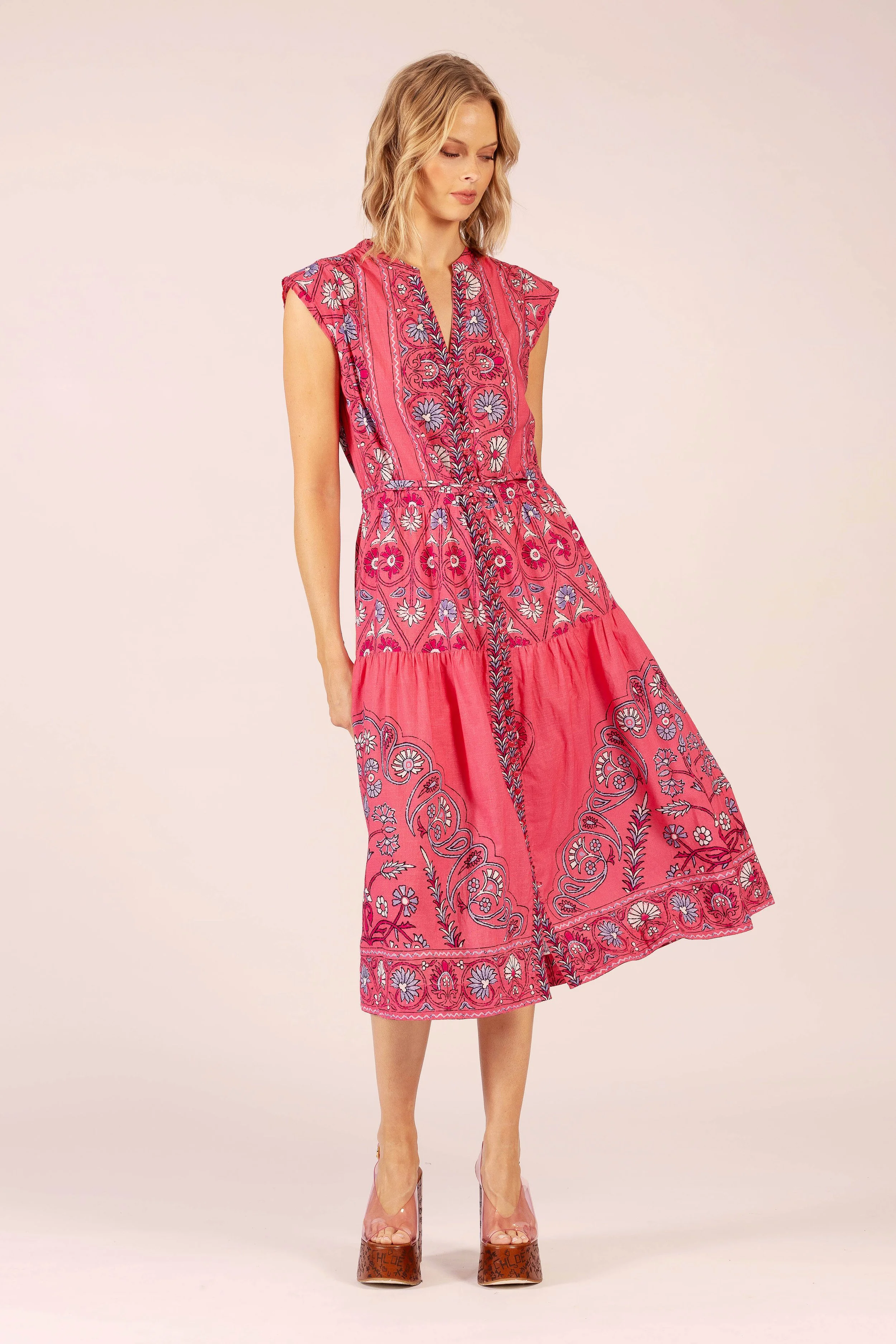 Lola Australia Daisy Boo Midi Dress Hindi Raspberry
