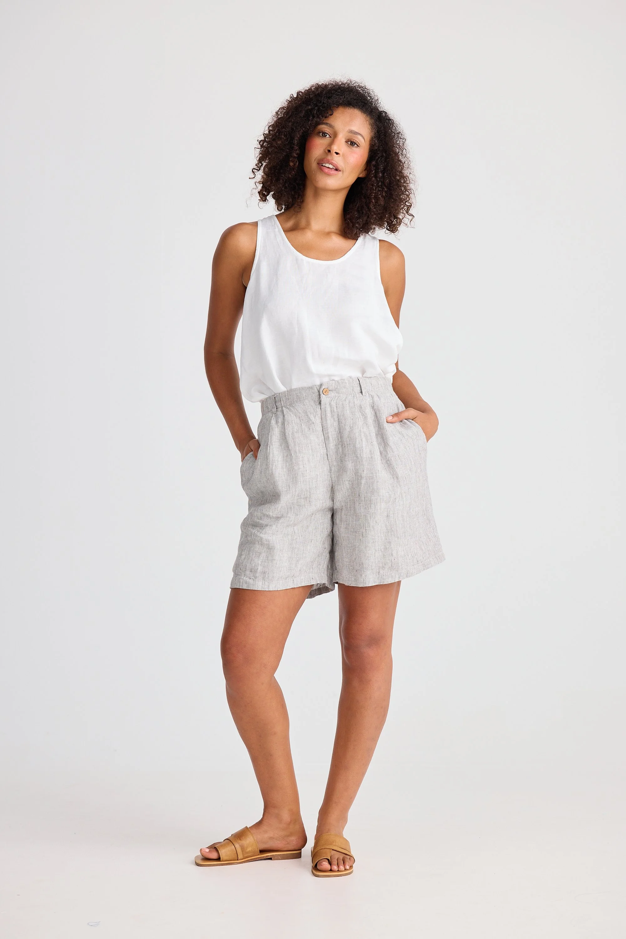 Shanty-Mandalay-Linen-Shorts-Charcoal-Fleck-CottonWool