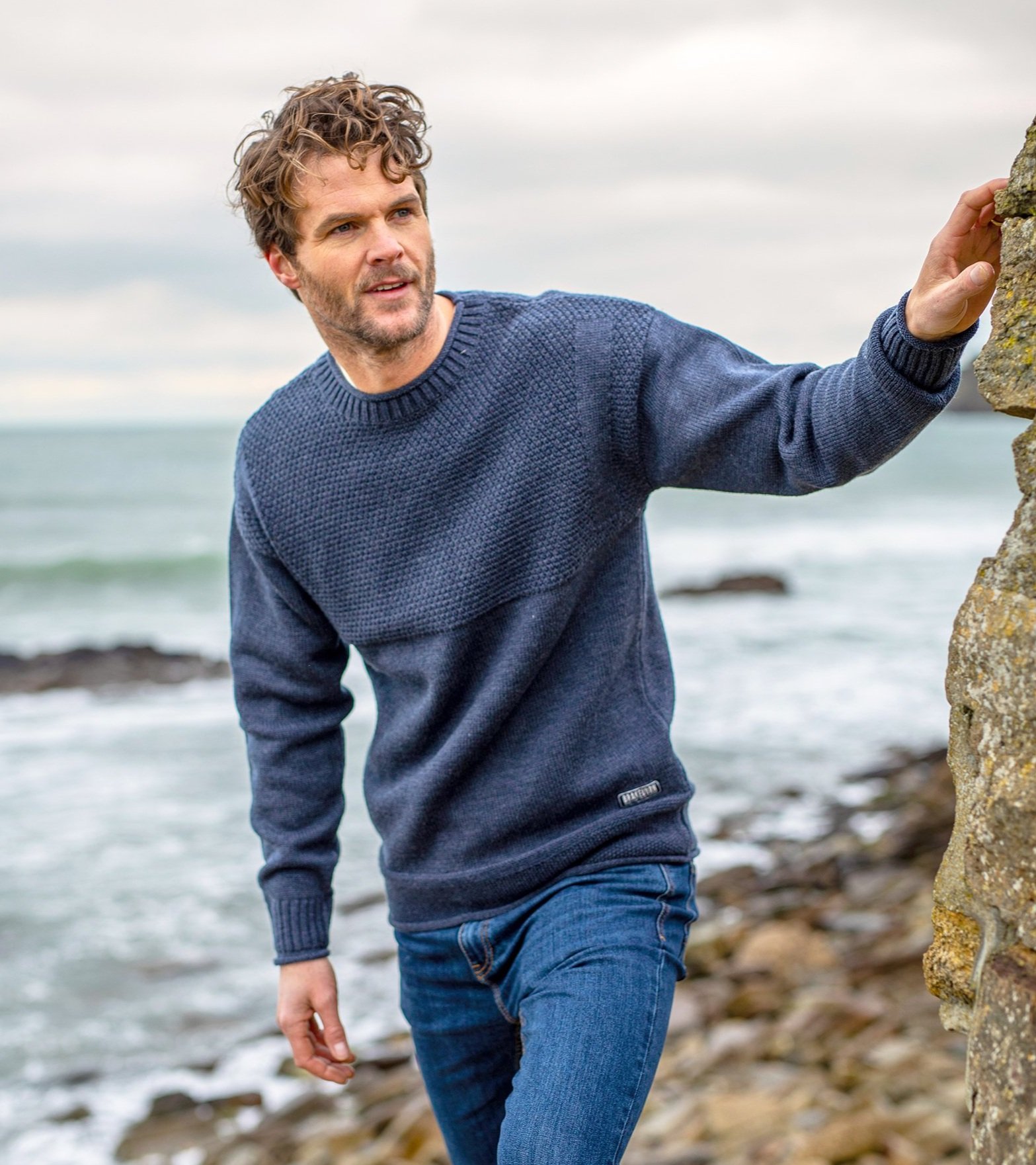 Brakeburn-Guernsey-Style-Jumper-Navy-CottonWool