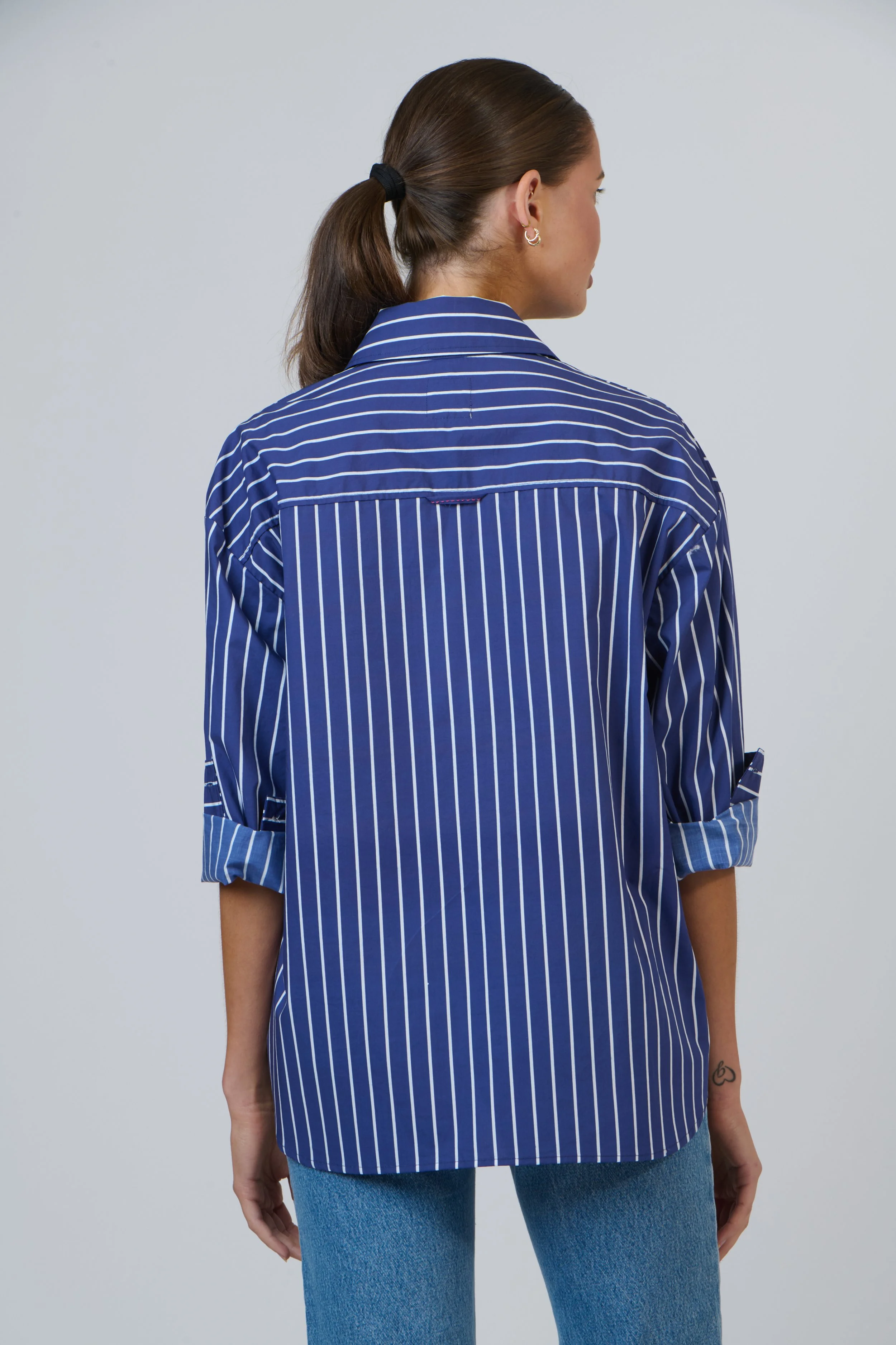 Enveloppe Boyfriend Shirt Marine-CottonWool