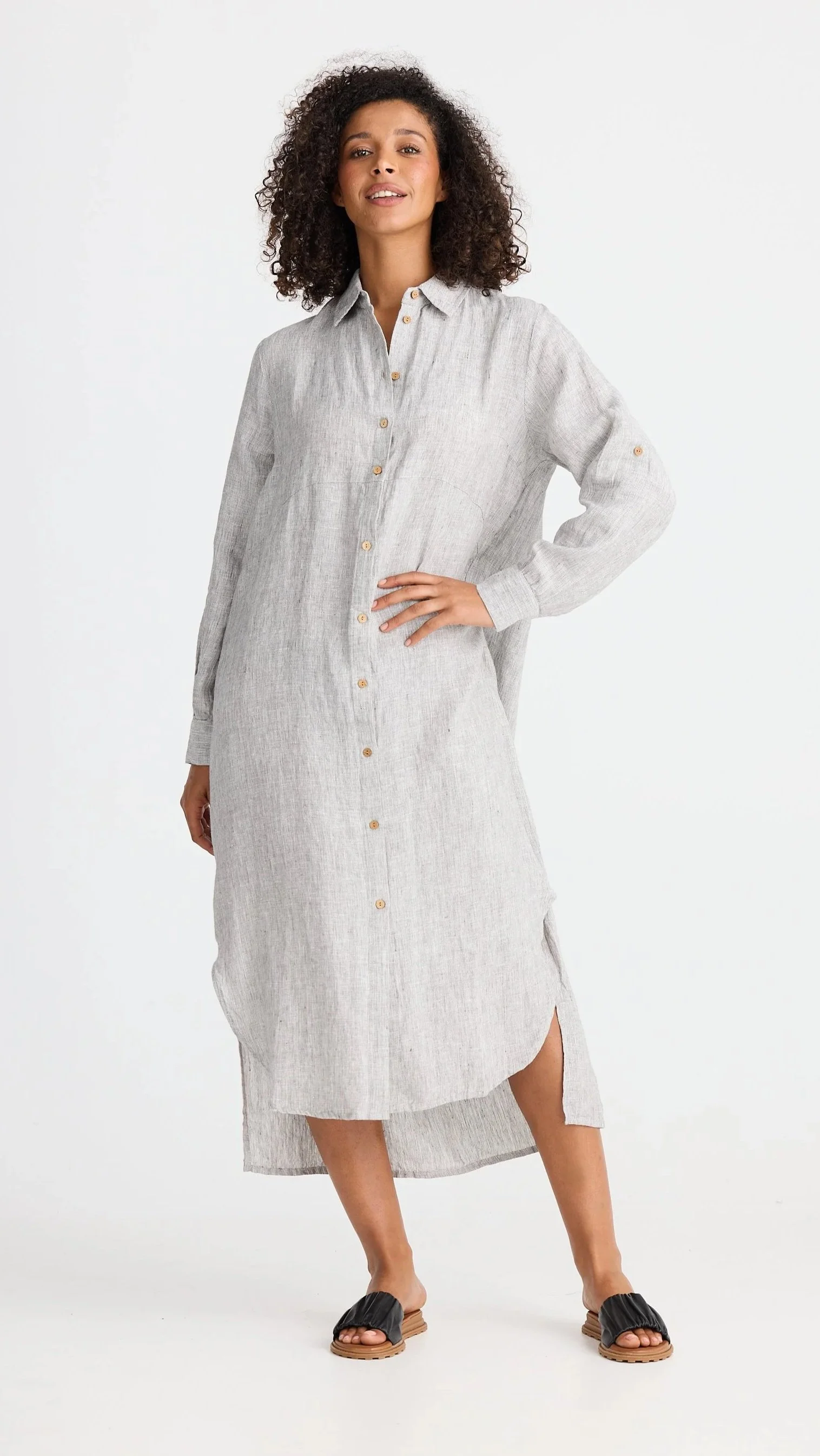 Shanty-Castro-Overshirt-Dress-Charcoal-Fleck-CottonWool