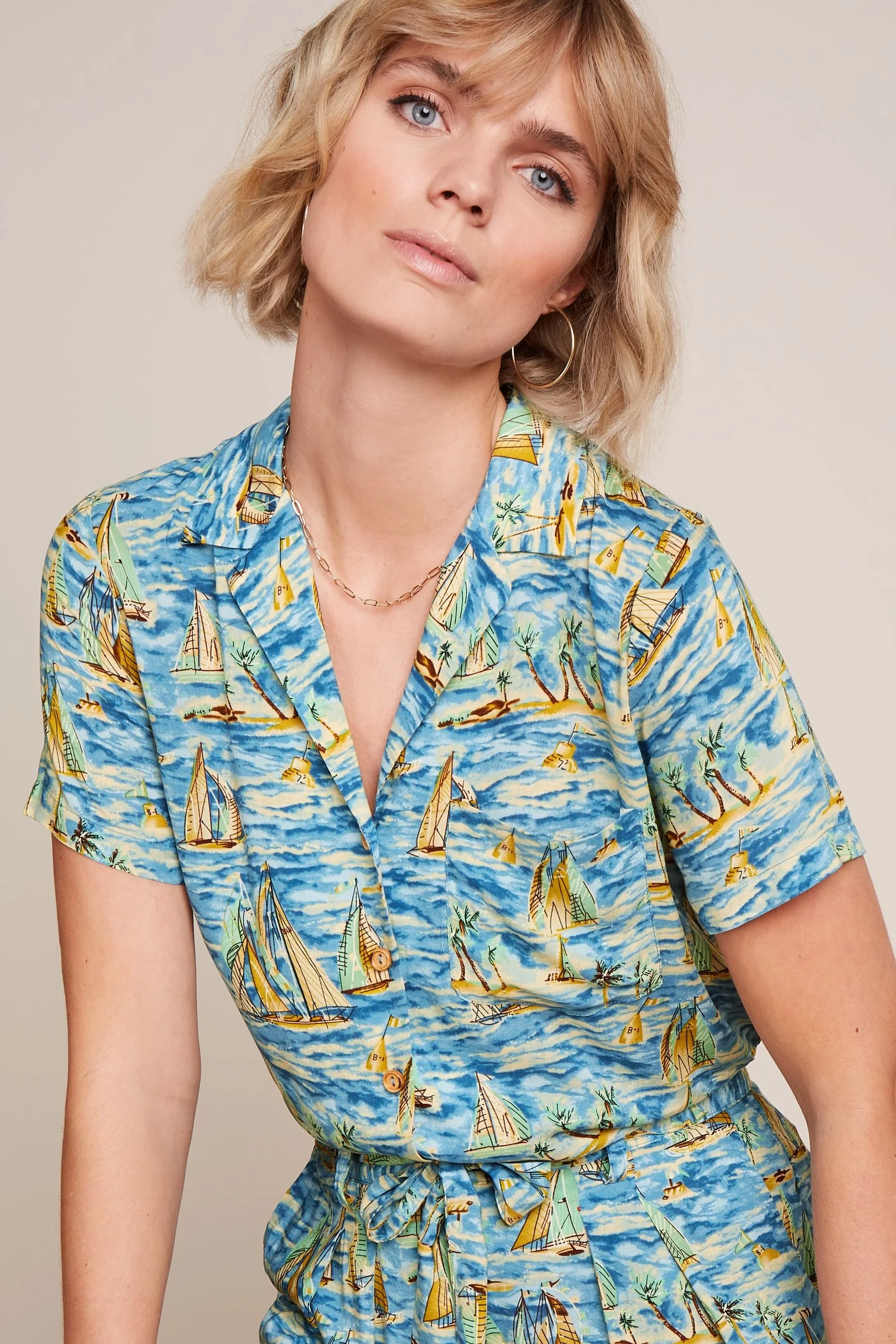 King Louie Bella Blouse Moonlight Blue