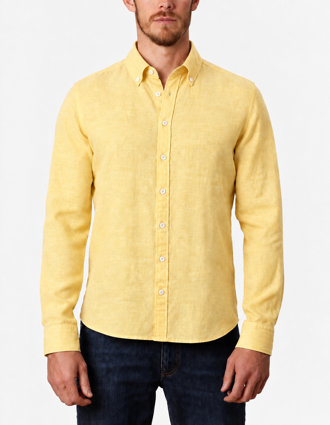 Abelard Piatto Linen Long Sleeve Shirt Lemon