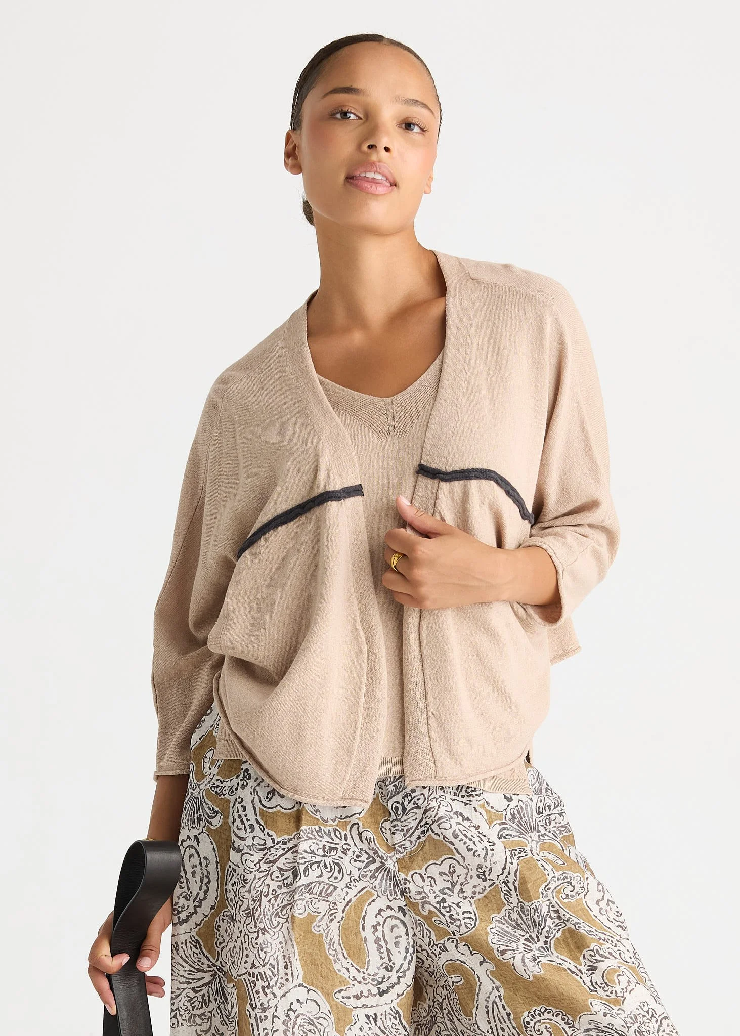 LD and Co Offset Cardi Natural