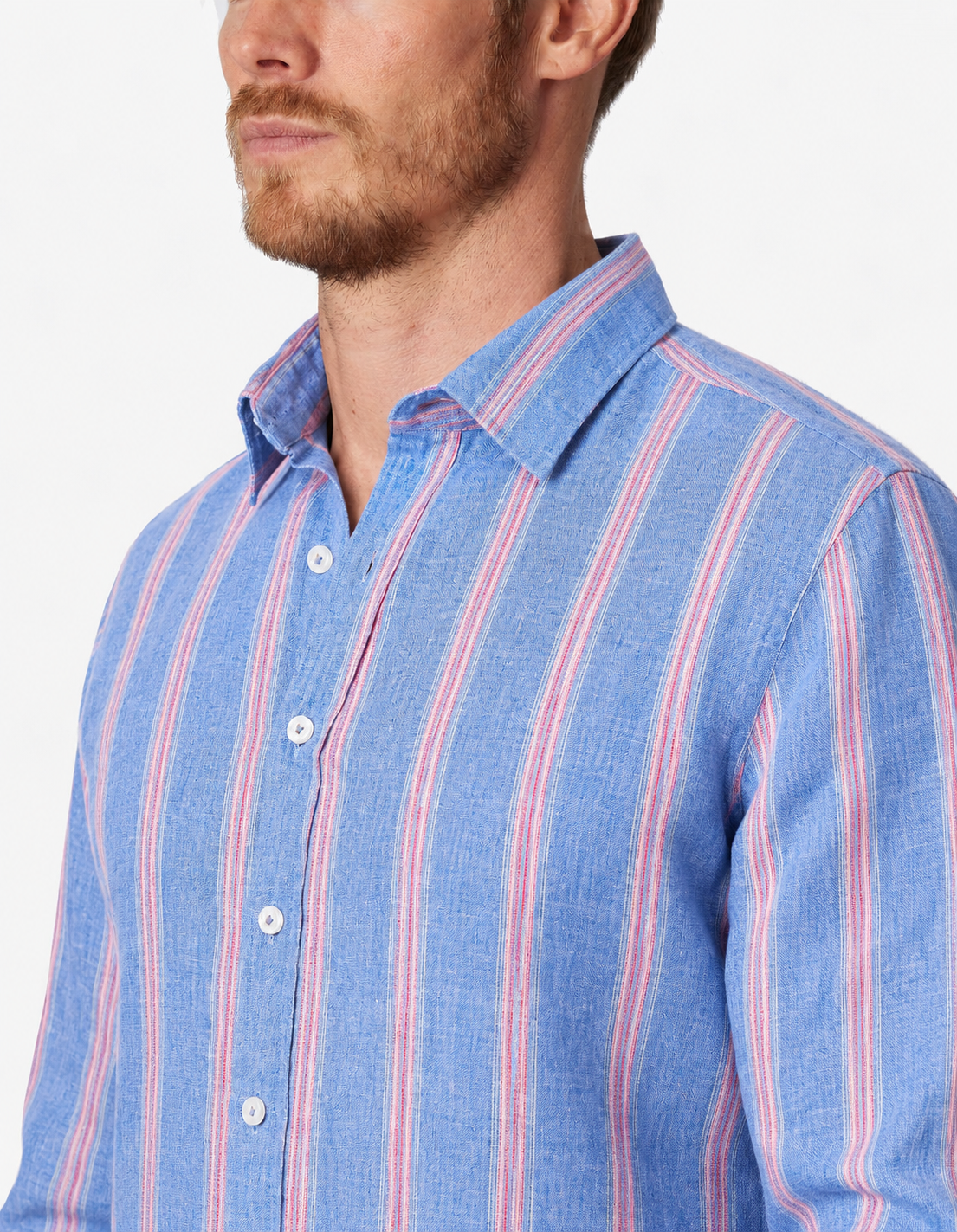 Abelard-Piatto-Linen-Shirt-Blue-Pink-Stripe-CottonWool