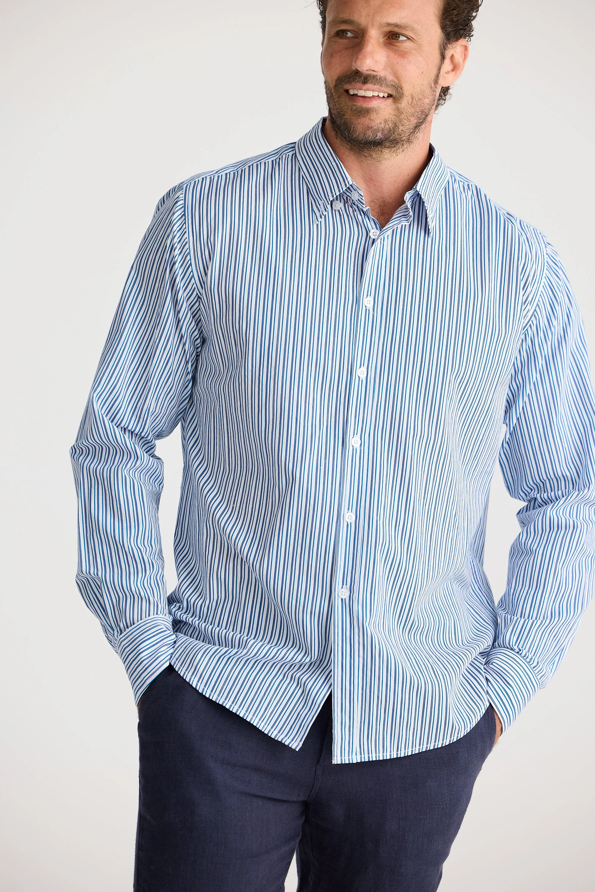 Fossick-Hamptons-Long-Sleeve-Shirt-Blue-Pinstripe-CottonWool