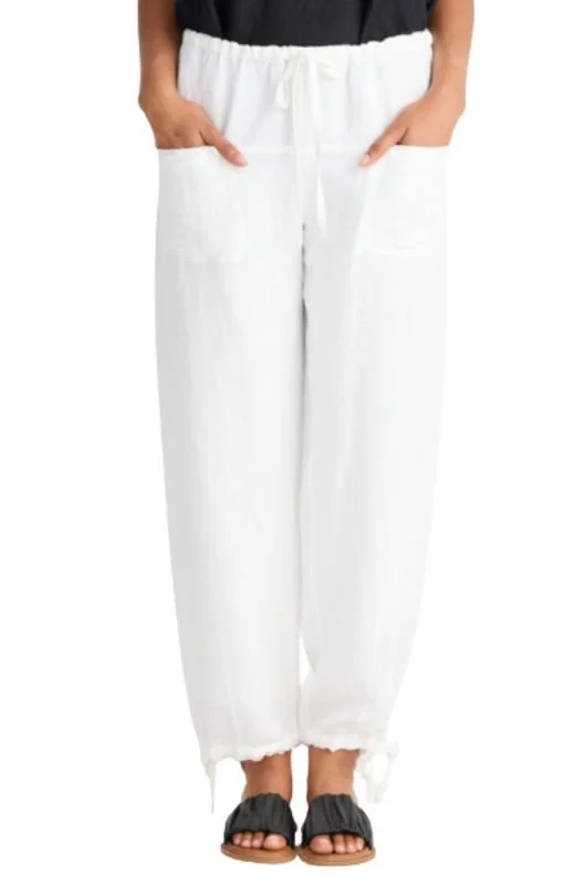 Shanty Amazon Drawstring Linen Pants White