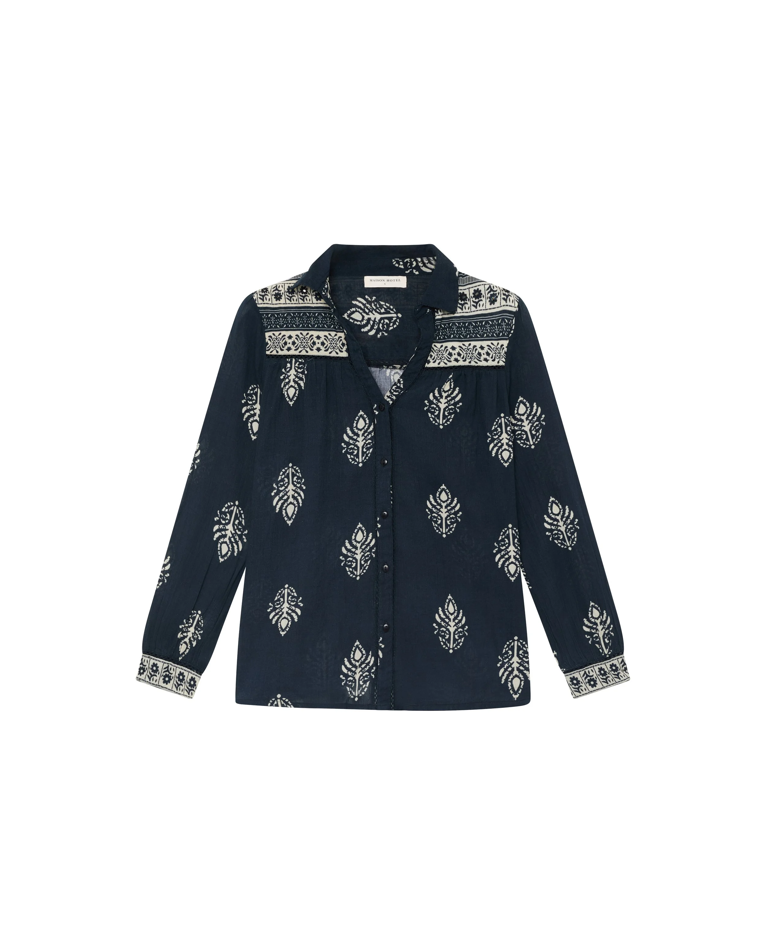 Maison-Hotel-Rani-Shirt-Black-Leaves-CottonWool