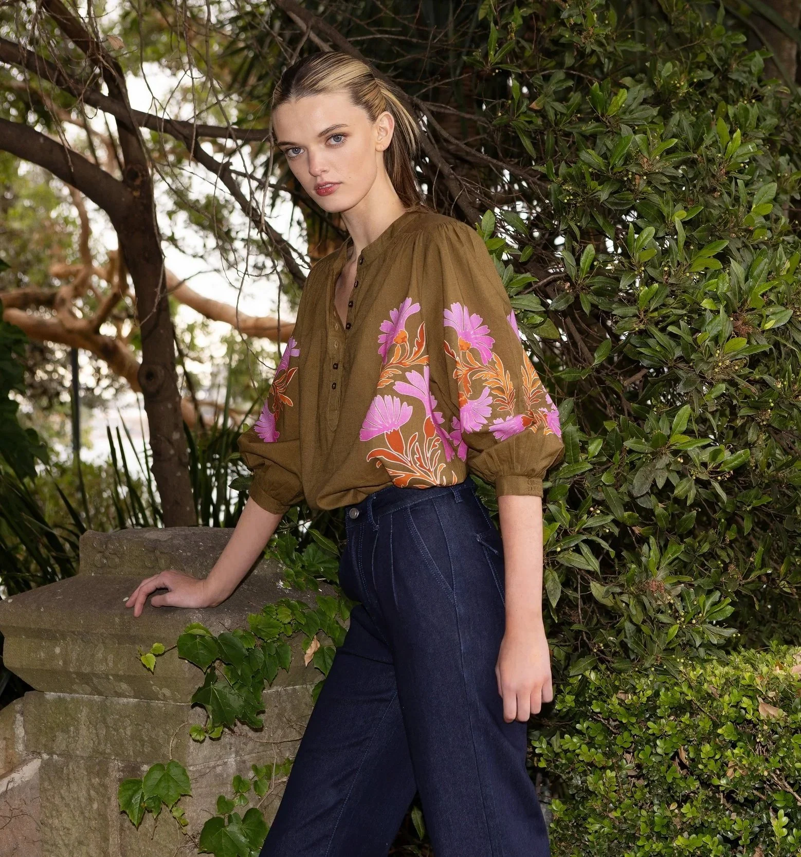 Lola Australia Jane Silky Shirt Olive