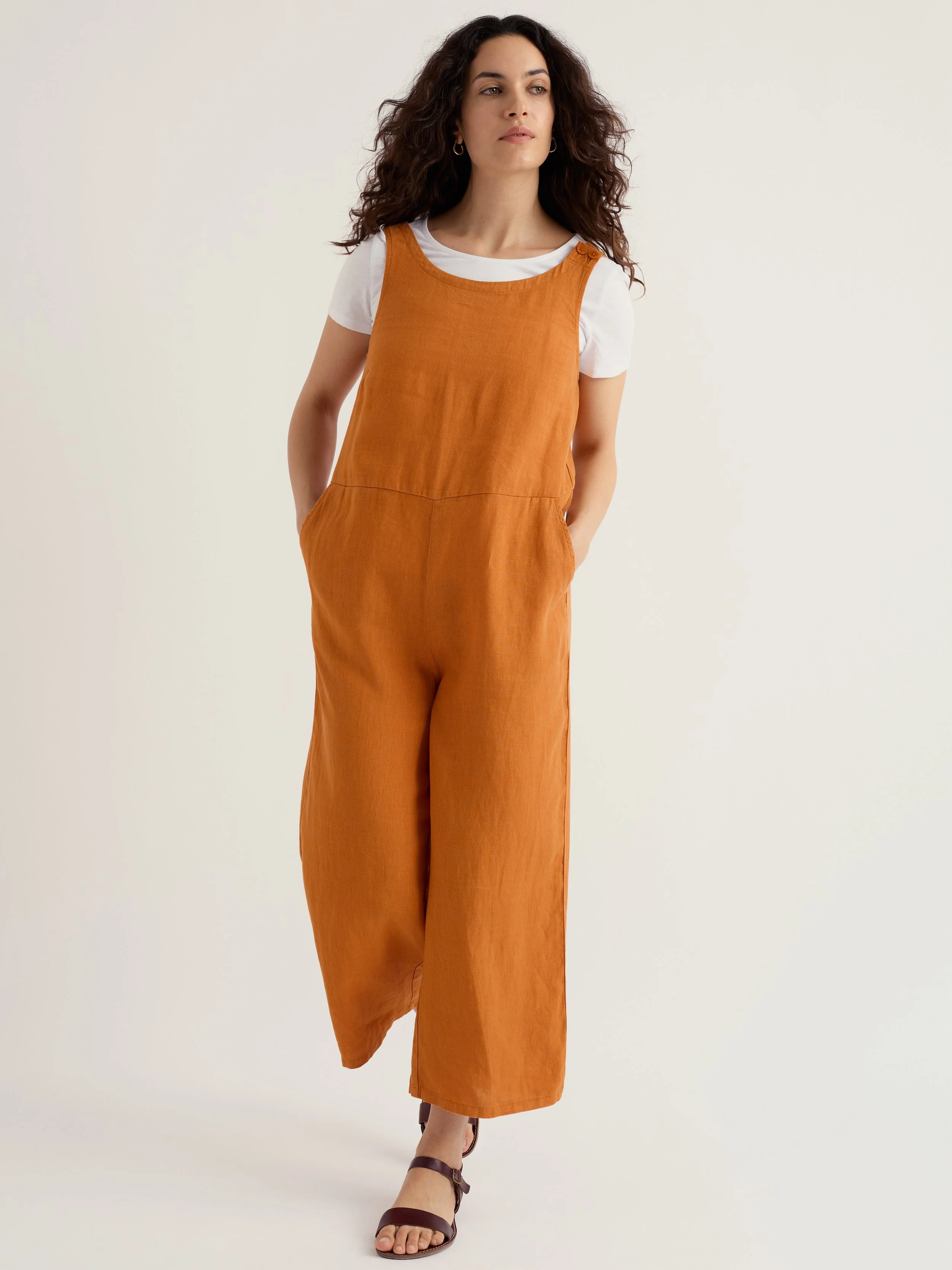 Seasalt Cornwall Salt Air Linen Jumpsuit Amber