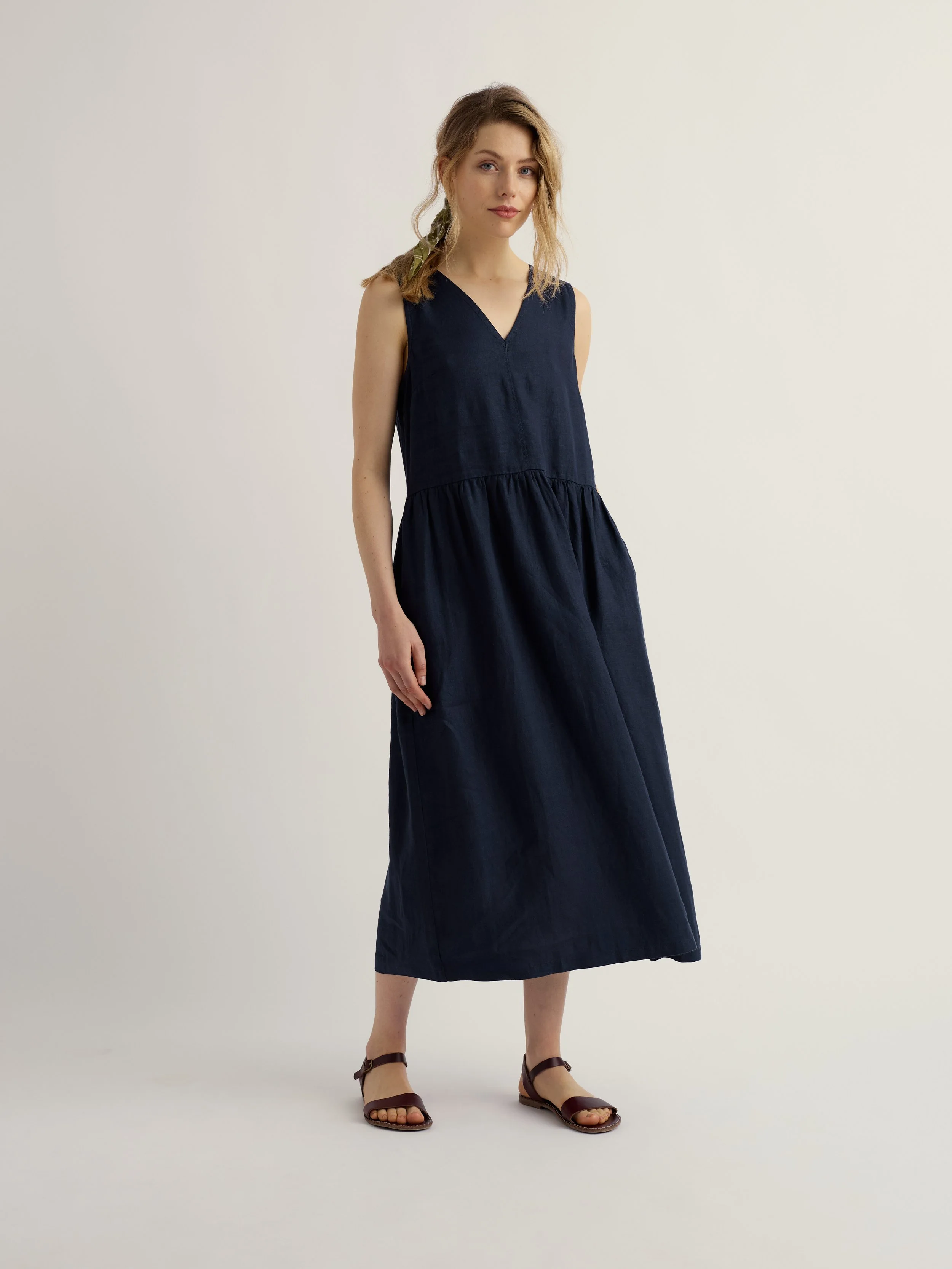 Seasalt Lowland Heather Linen Dress Maritime
