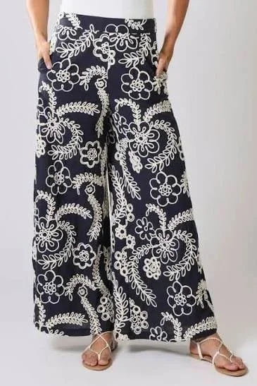 Traffic People Rene Embroidered Trousers Navy