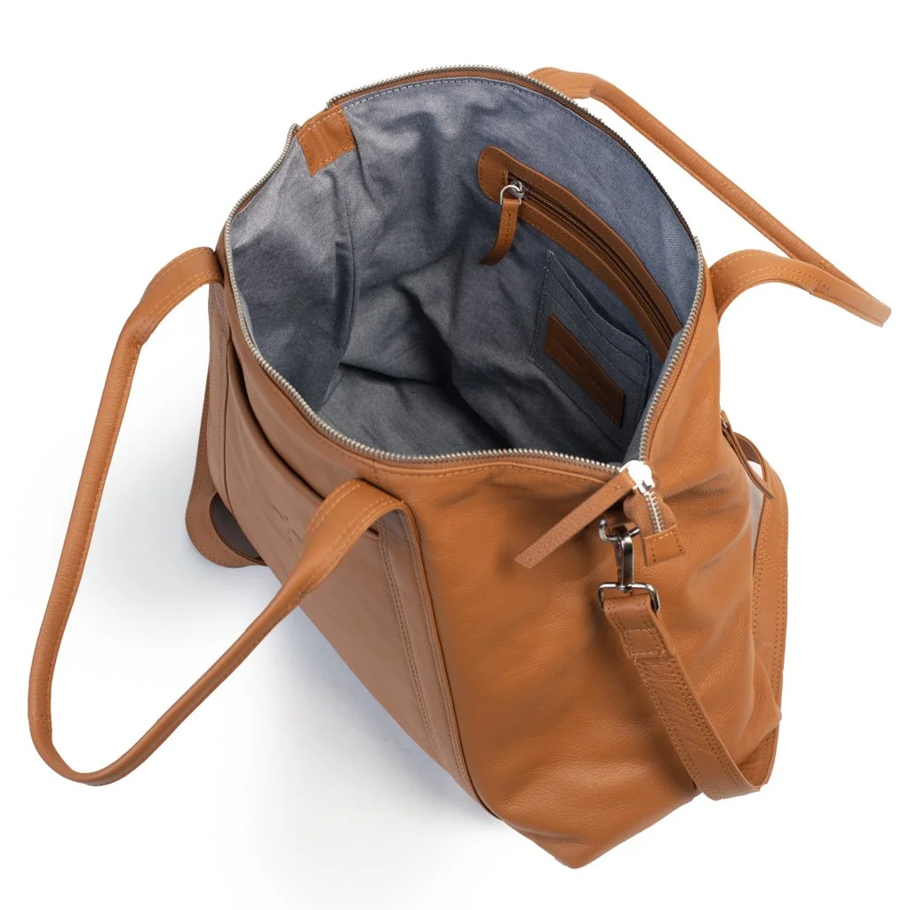 Dusky-Robin-Leather- Valentina Tote Tan- CottonWooljpg
