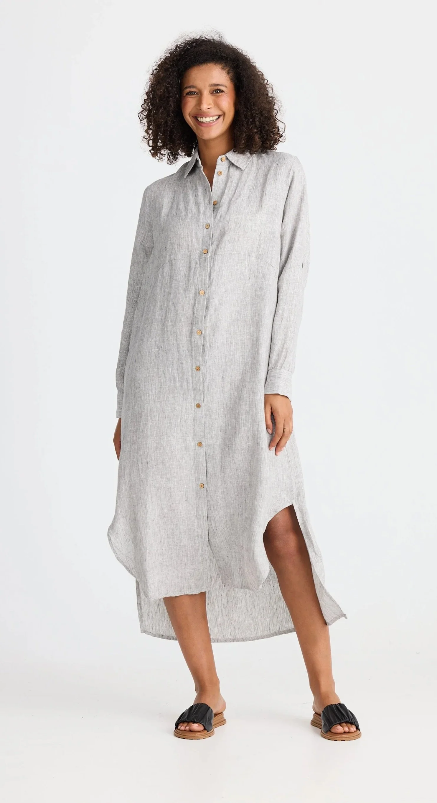Shanty-Castro-Overshirt-Dress-Charcoal-Fleck-CottonWool