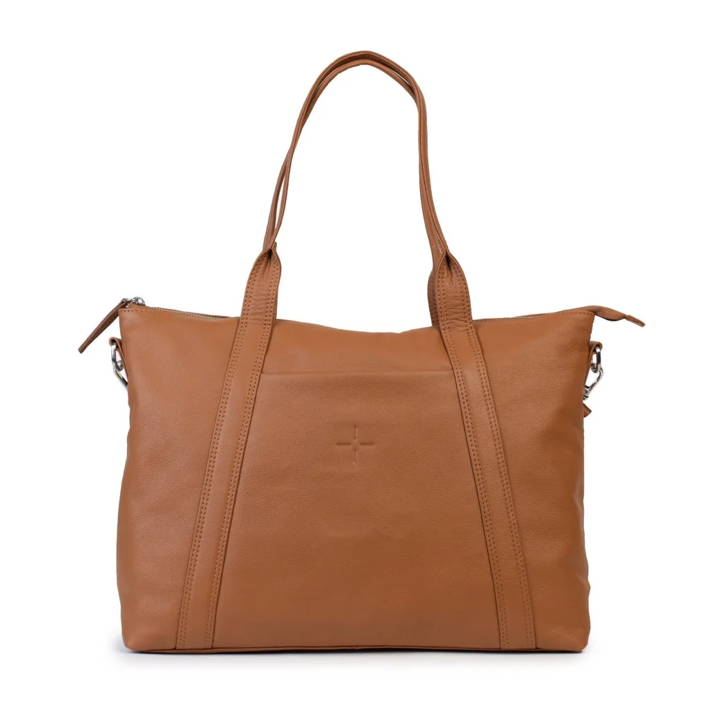 Dusky-Robin-Leather- Valentina Tote Tan- CottonWooljpg