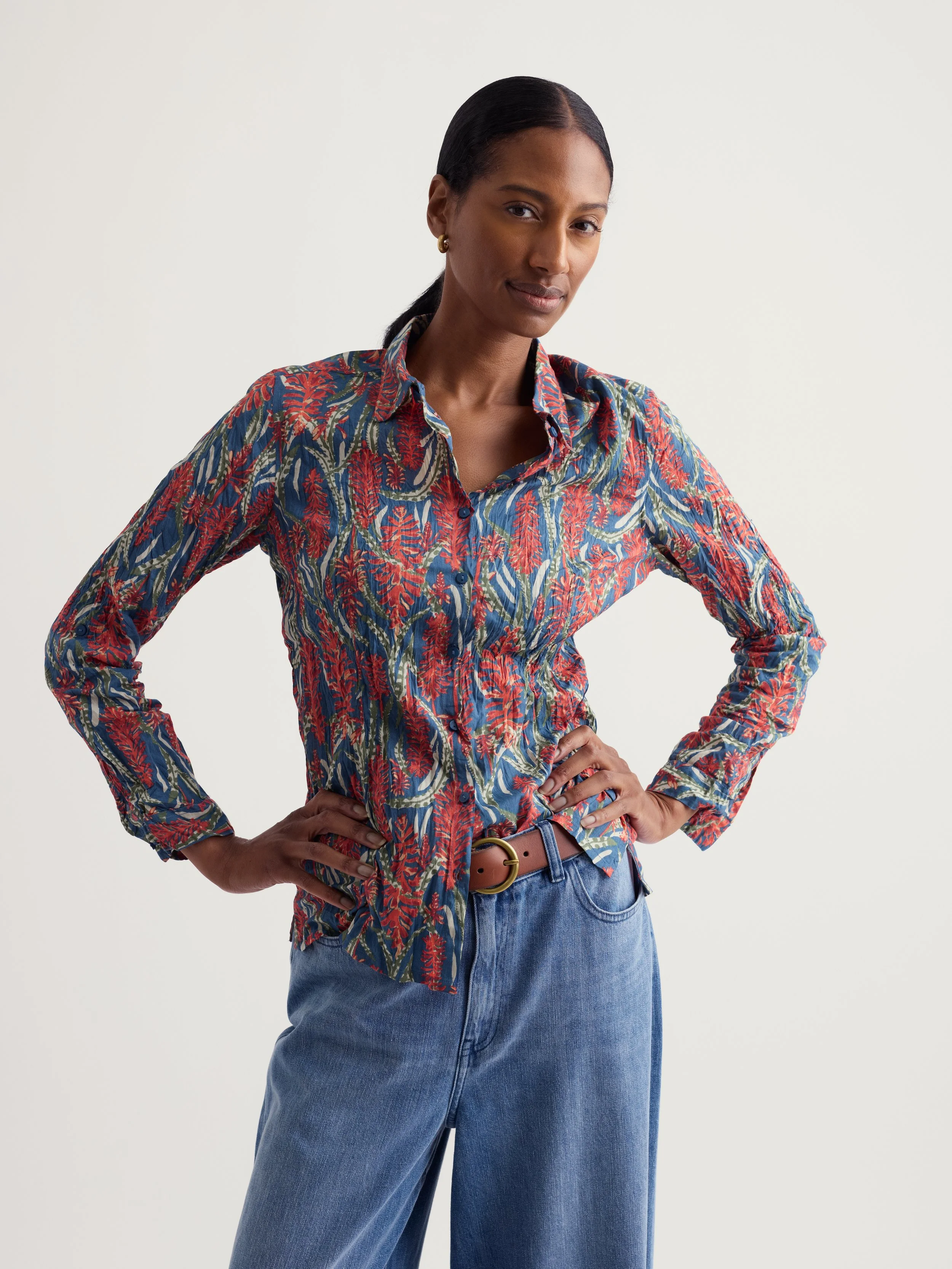 Seasalt-Larissa Shirt - Red Hot Poker Dusk - CottonWool (5).jpg