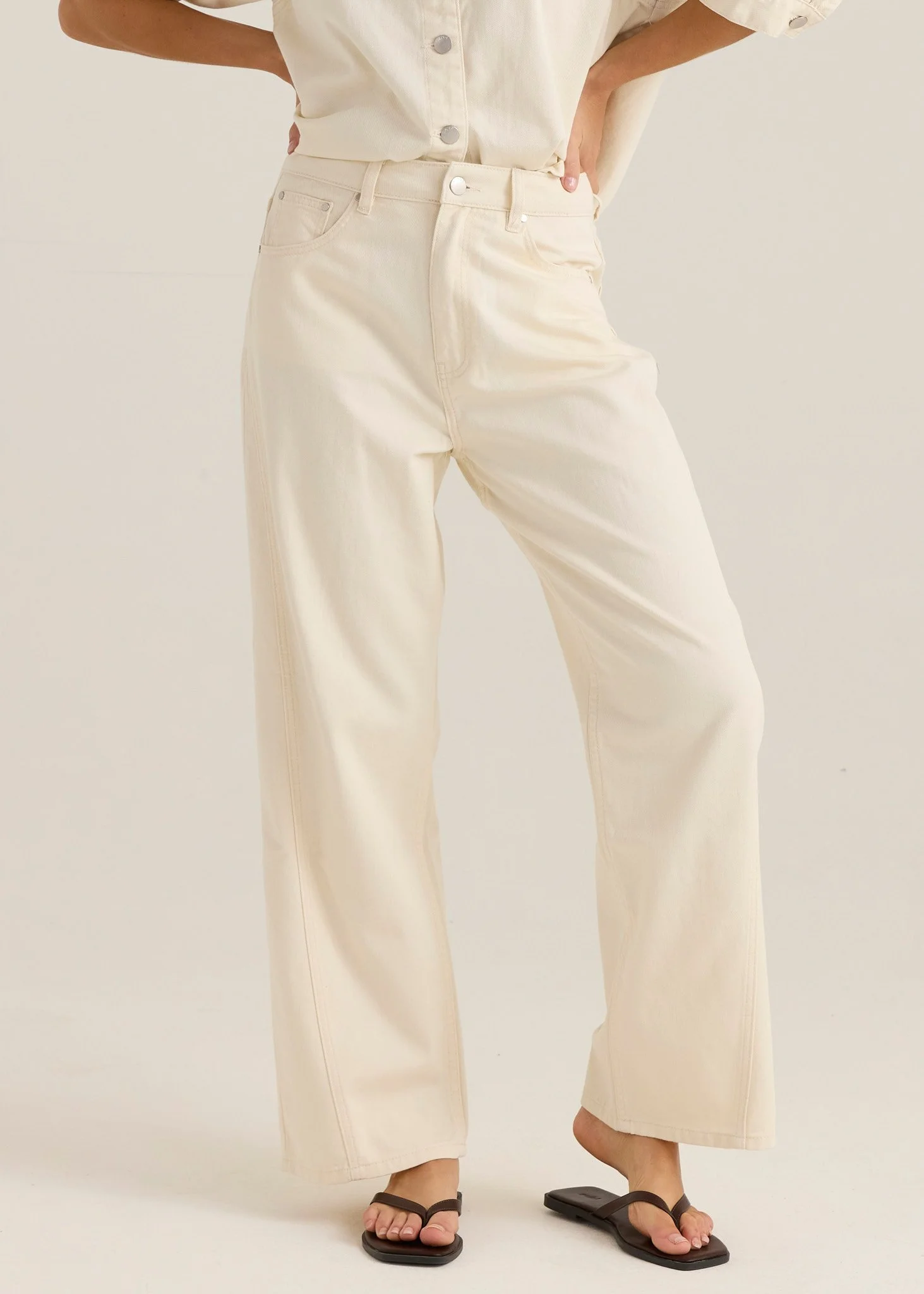 Sass Nuala Wide Leg Jeans Parchment