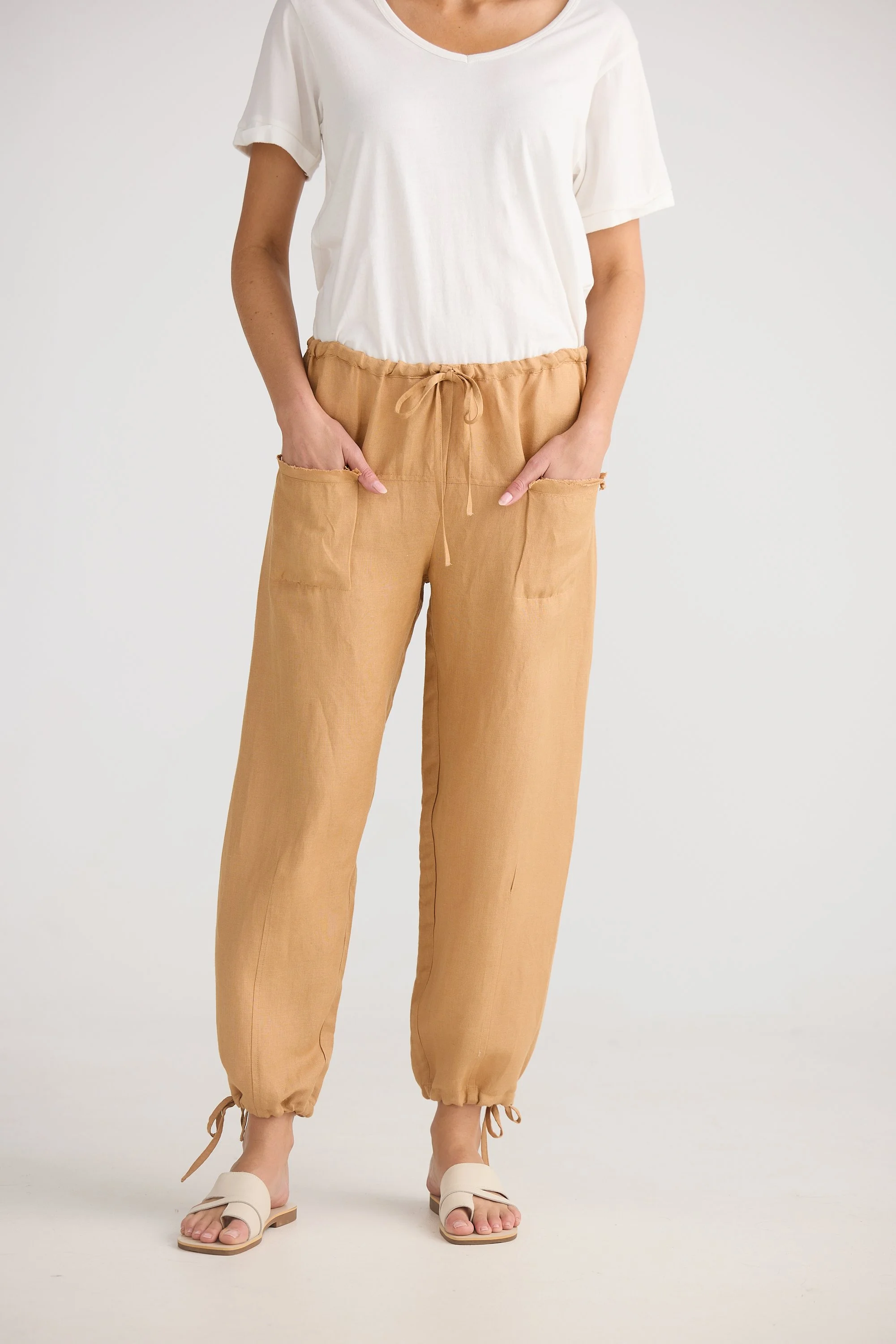 Shanty Amazon Linen Crop Drawstring Linen Pants - 3 Colours